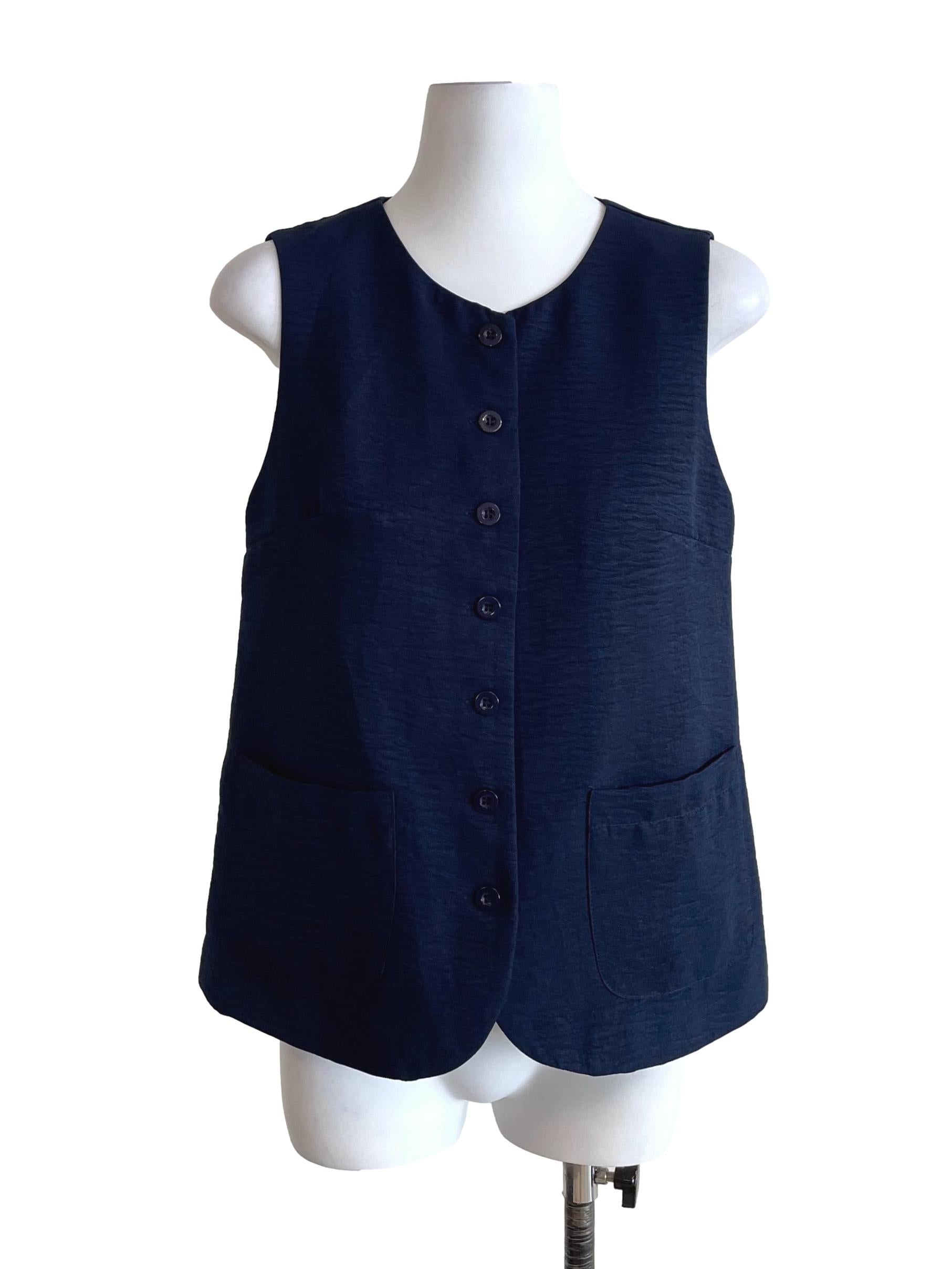 Navy Round Neck A-Line Vest