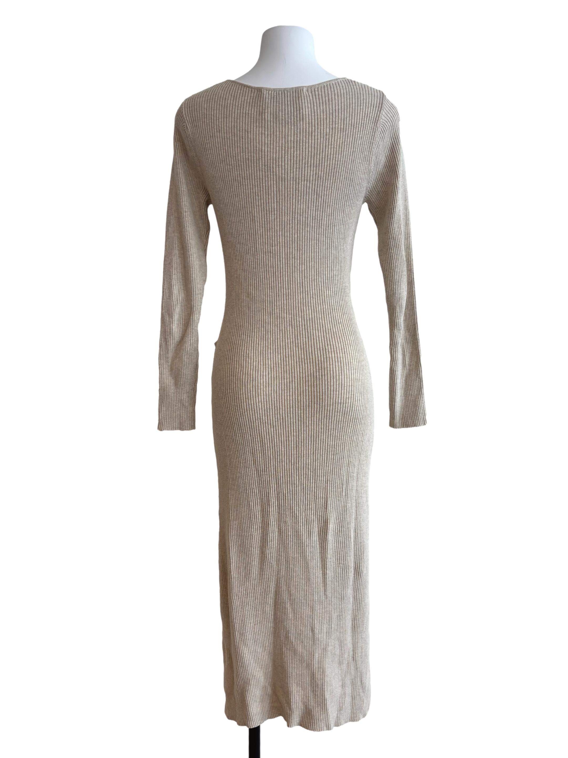 Bone Beige Cut Out Bodycon Dress