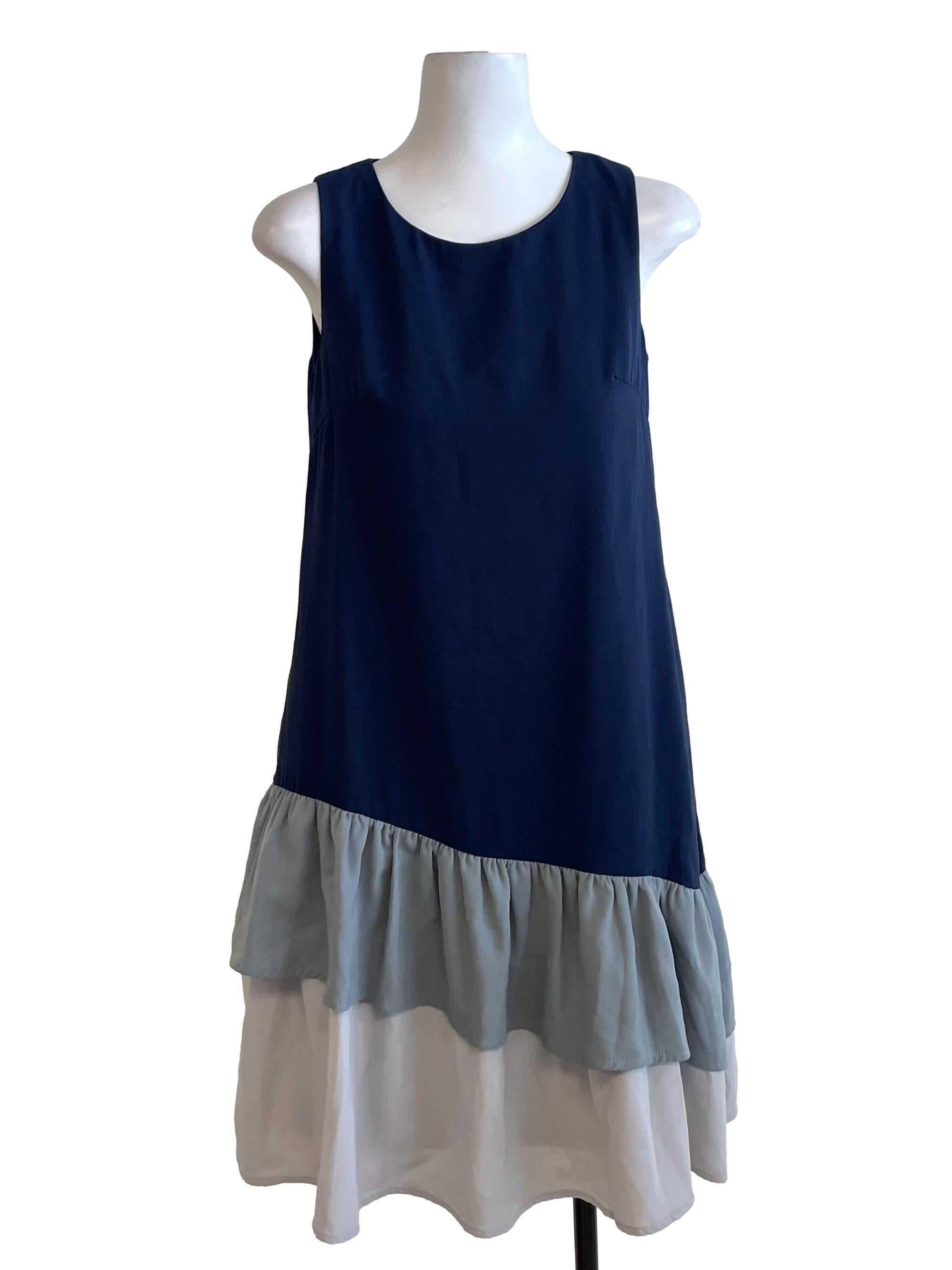 Navy Layered Sleeveless Dress