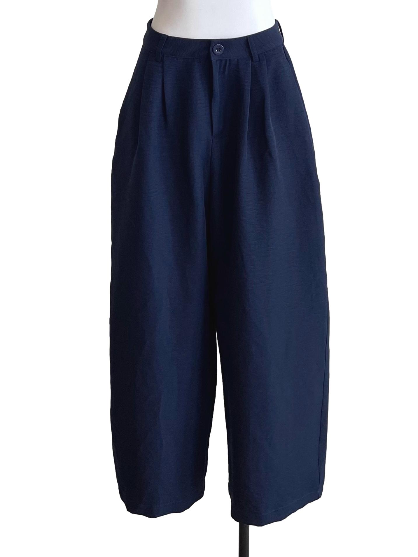 Navy Pleated Formal Pants