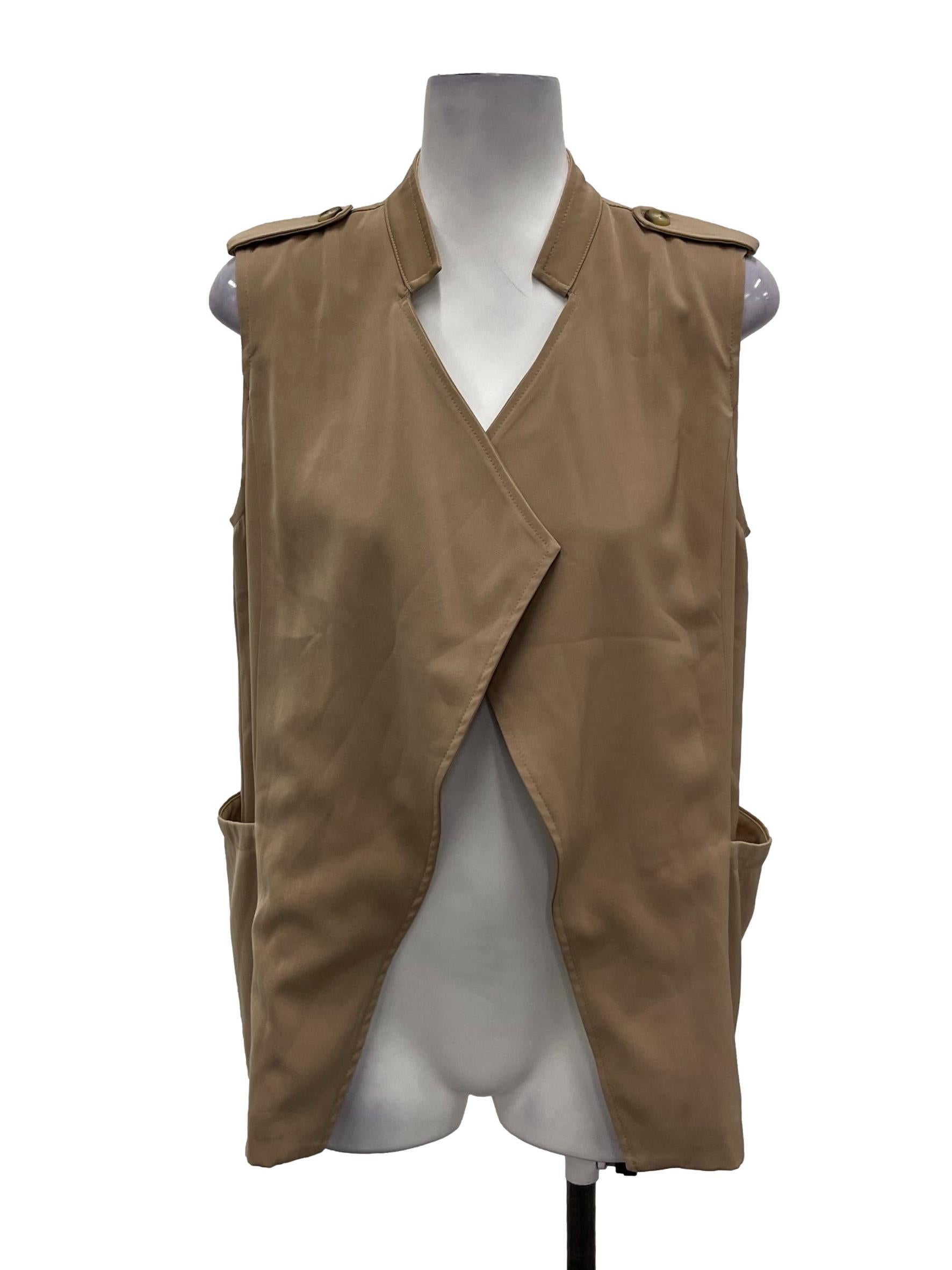 Hervelvetvase Brown Open Front Vest Top