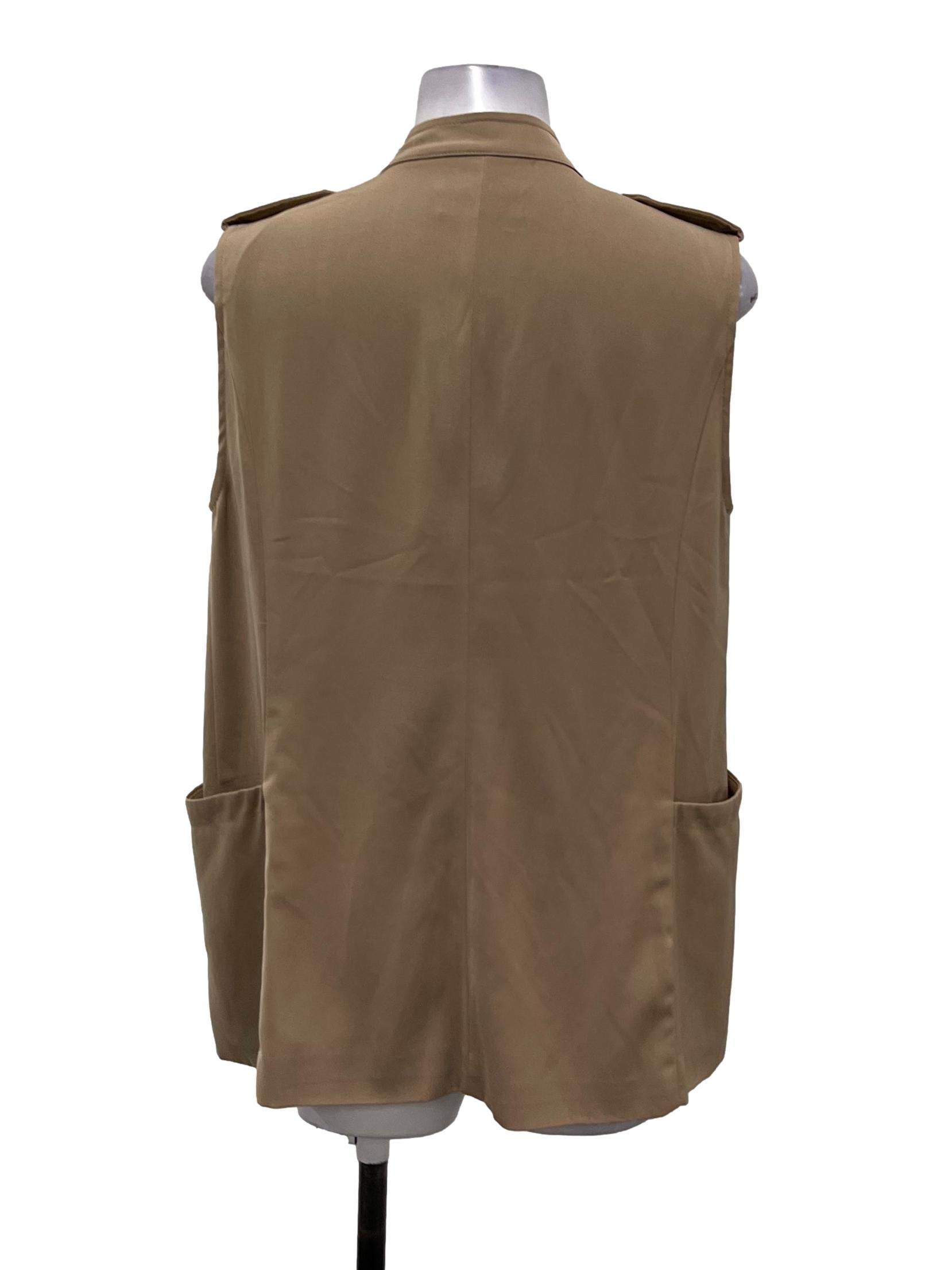 Hervelvetvase Brown Open Front Vest Top