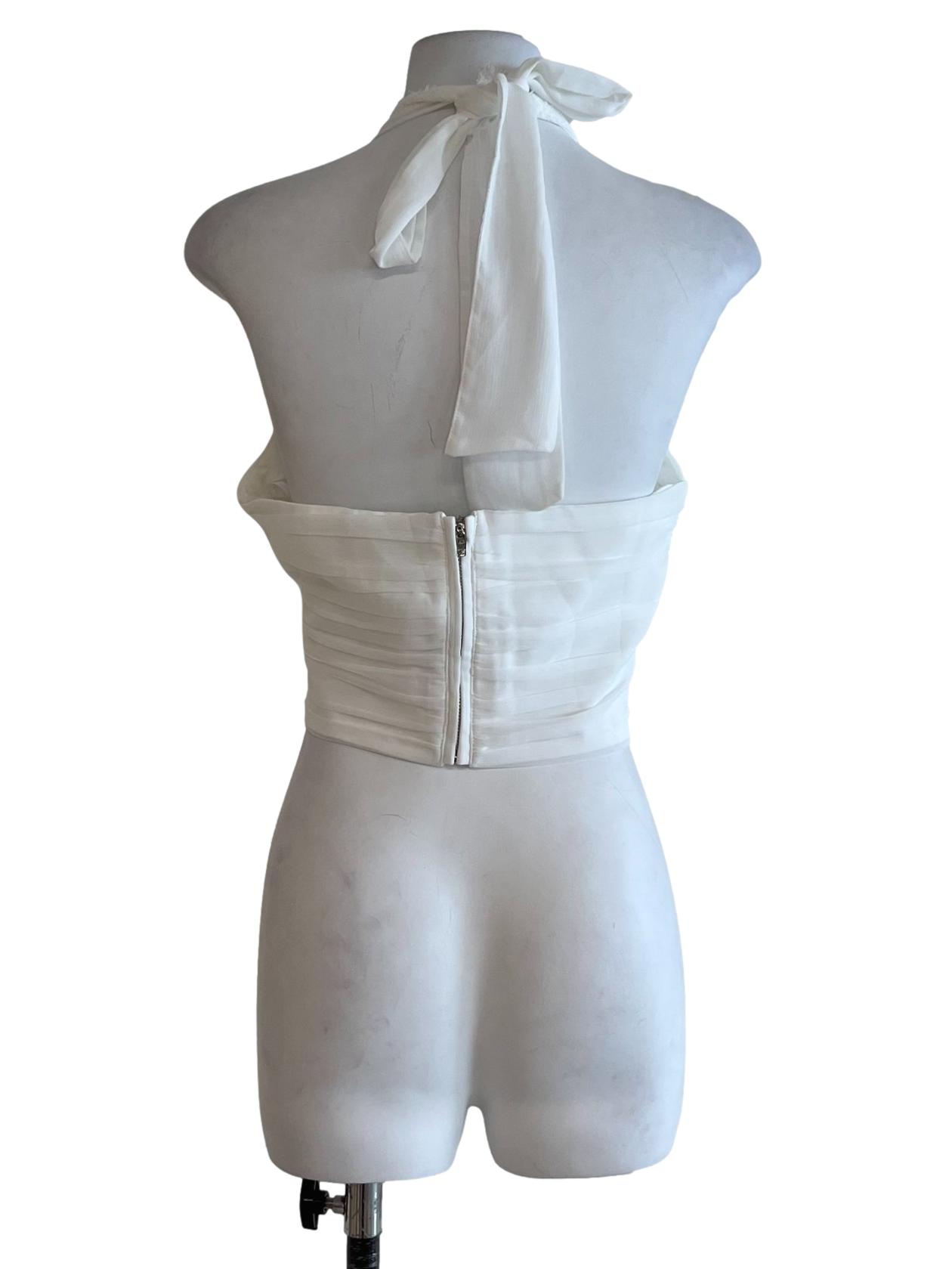 White Halter Neckline Sleeveless Top