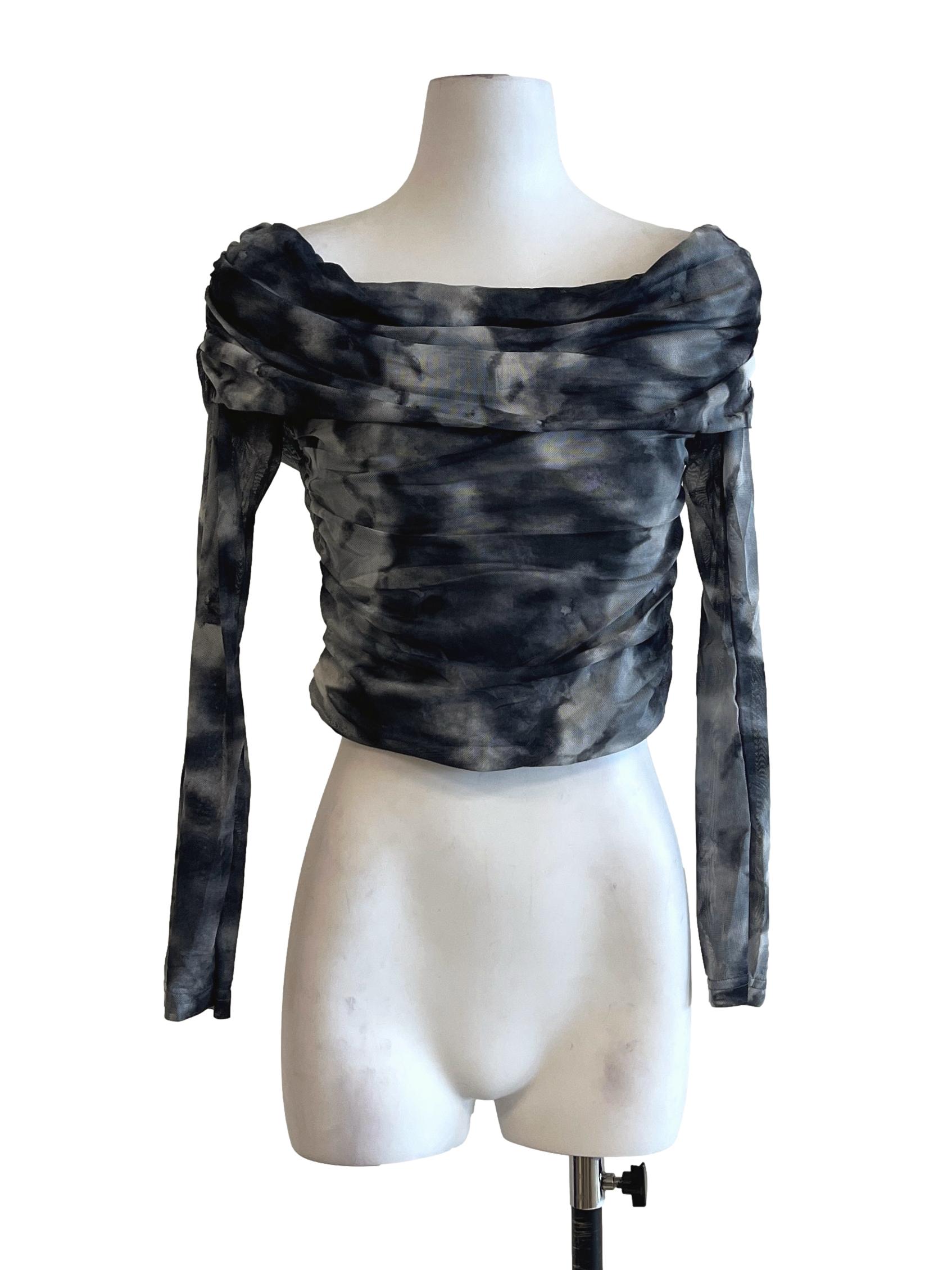 Shadow Grey Cowl Long Sleeve Top