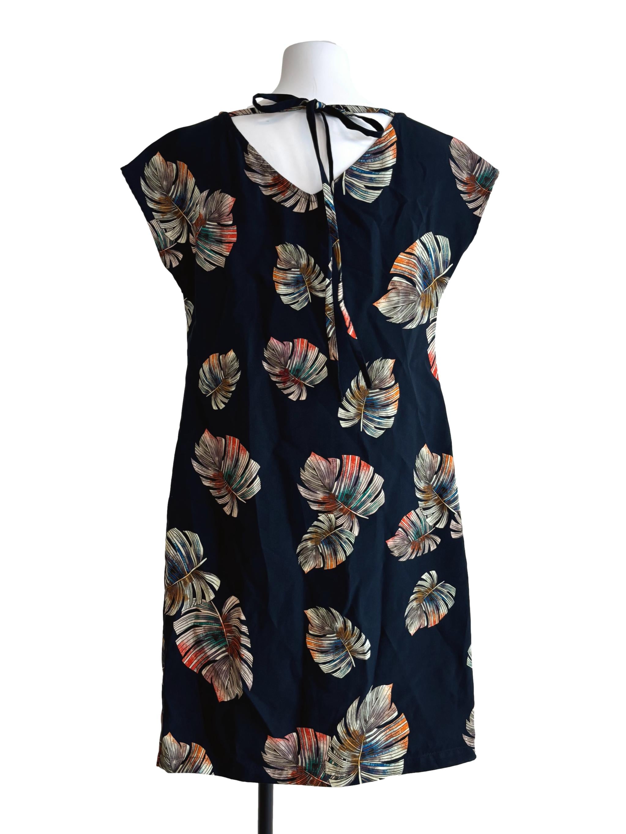Blue Black Leaf Shift Dress