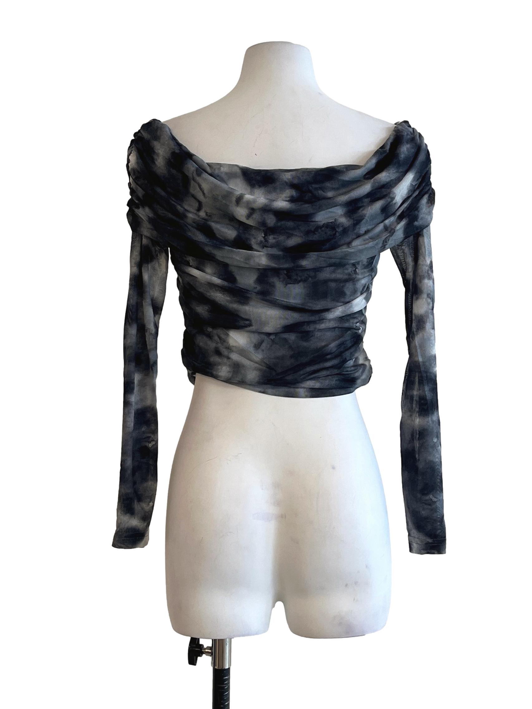 Shadow Grey Cowl Long Sleeve Top