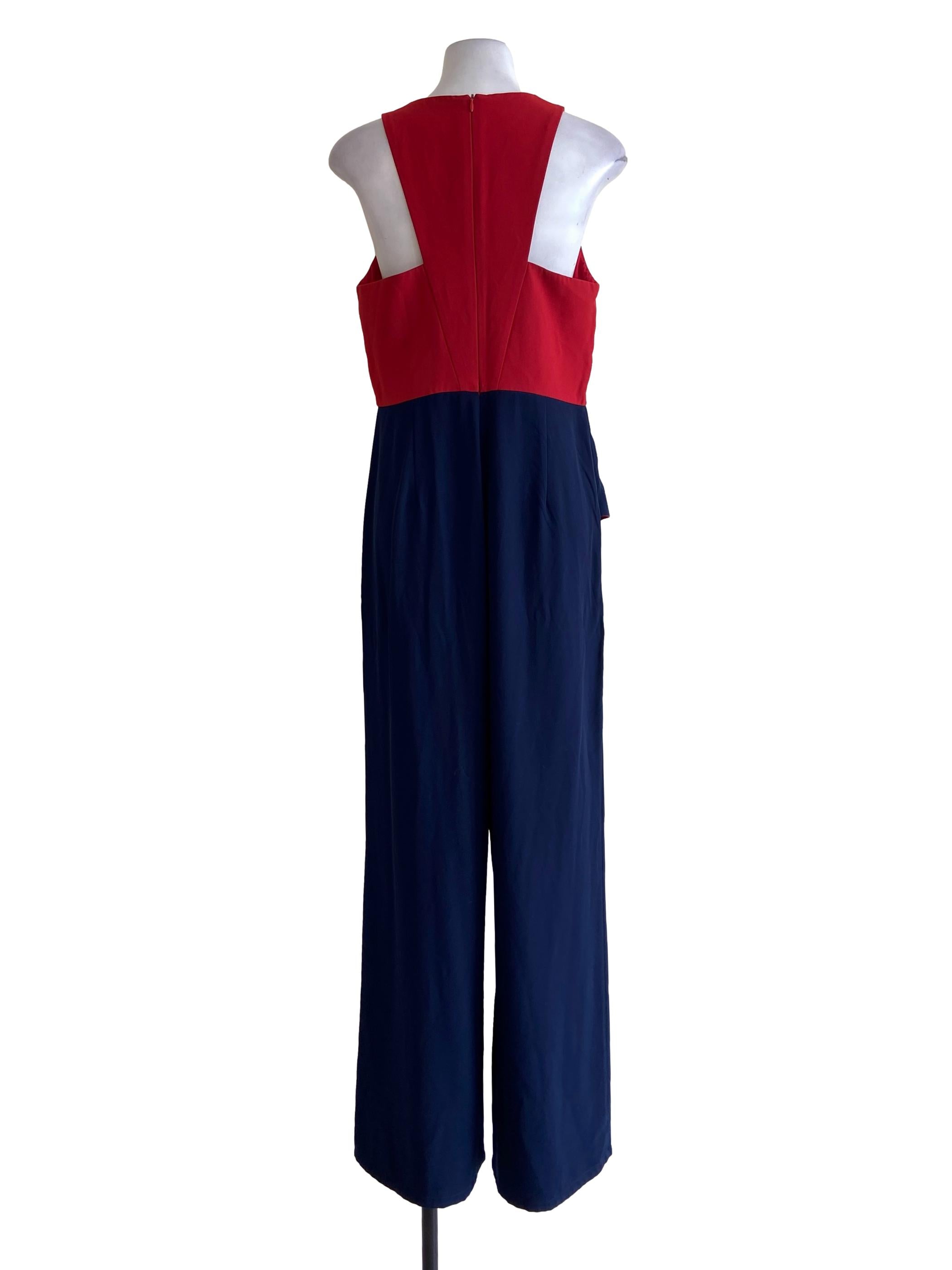 Red & Blue Sleeveless Long Jumpsuit
