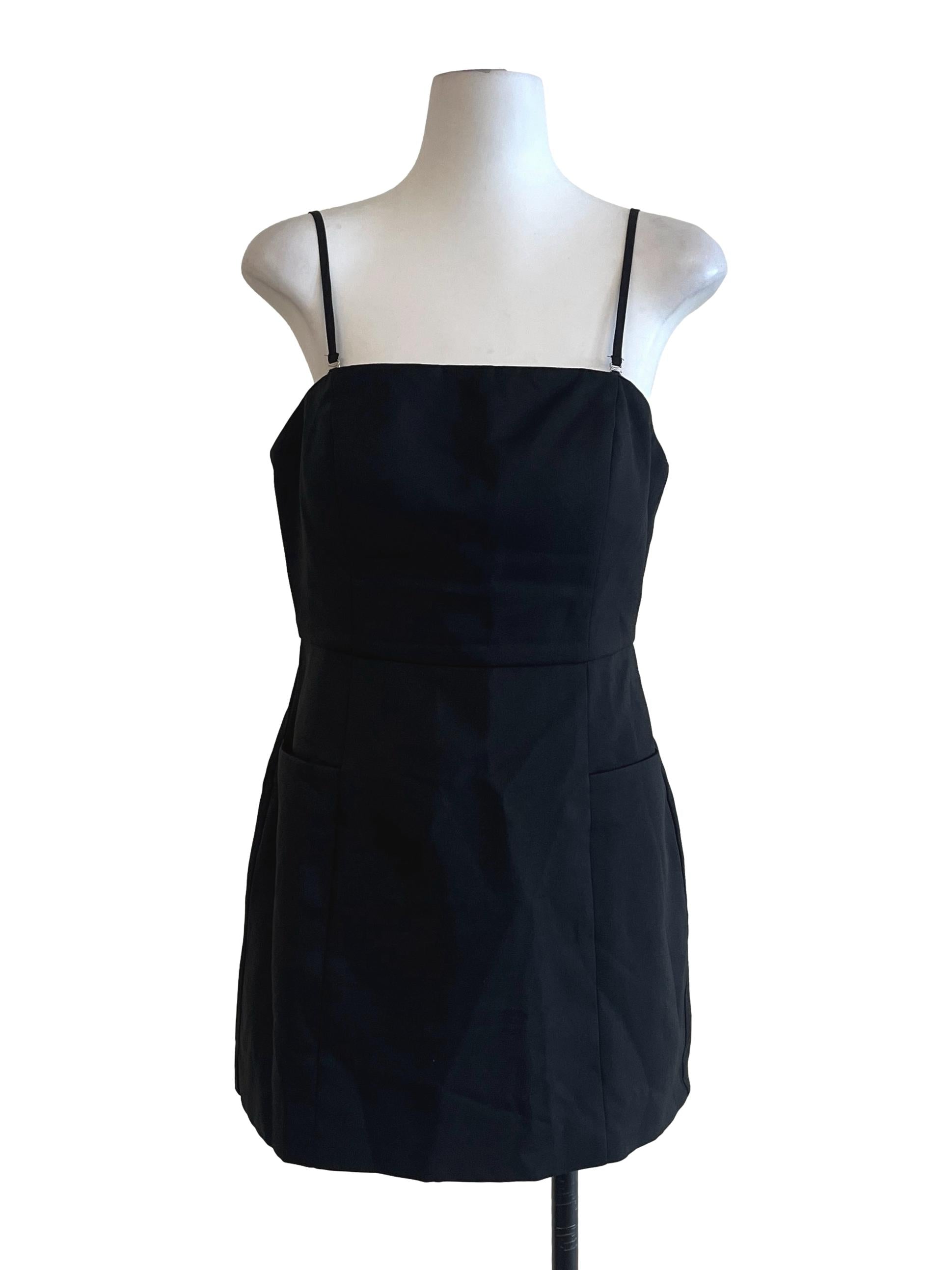 Jet Black Spaghetti Strap Sleeveless Dress