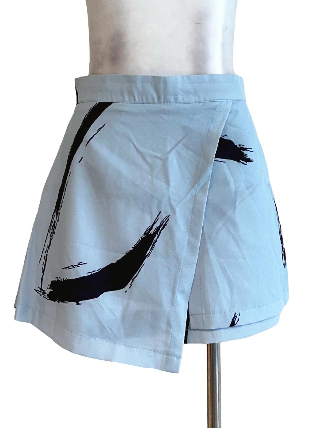 Sky Blue Printed Skorts