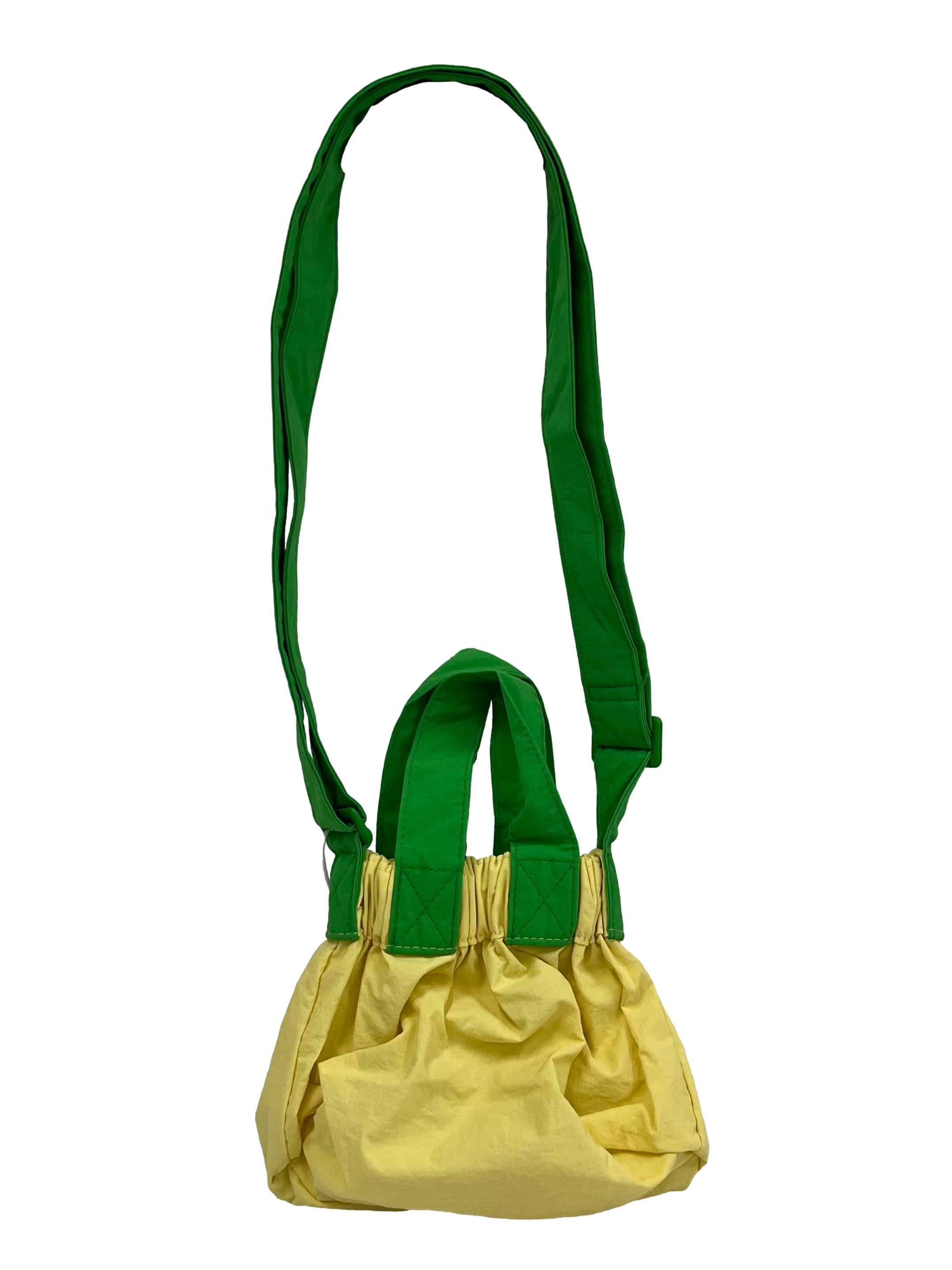 Yellow Blue Colourblock Micro Dumpling Bag