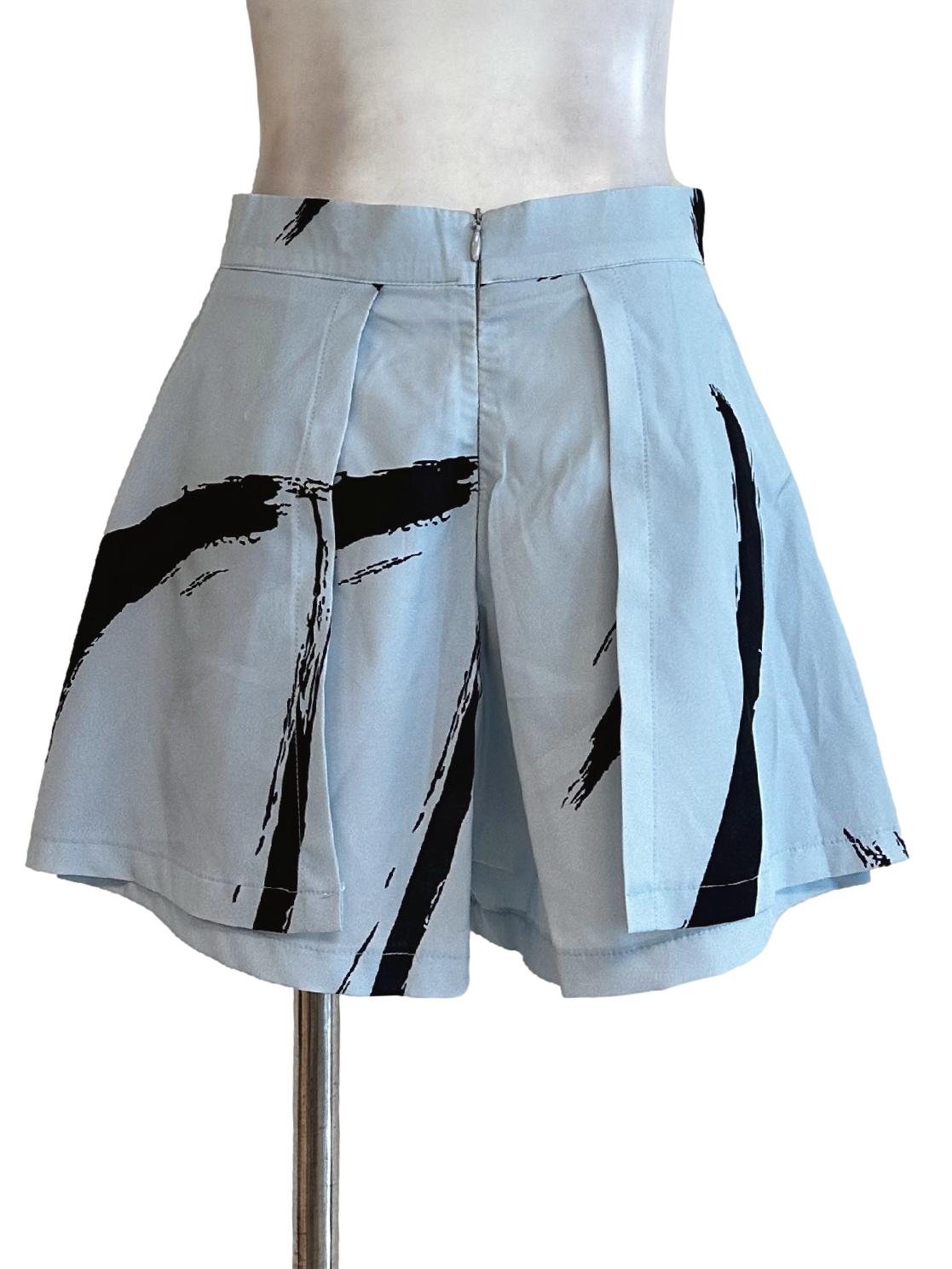 Sky Blue Printed Skorts