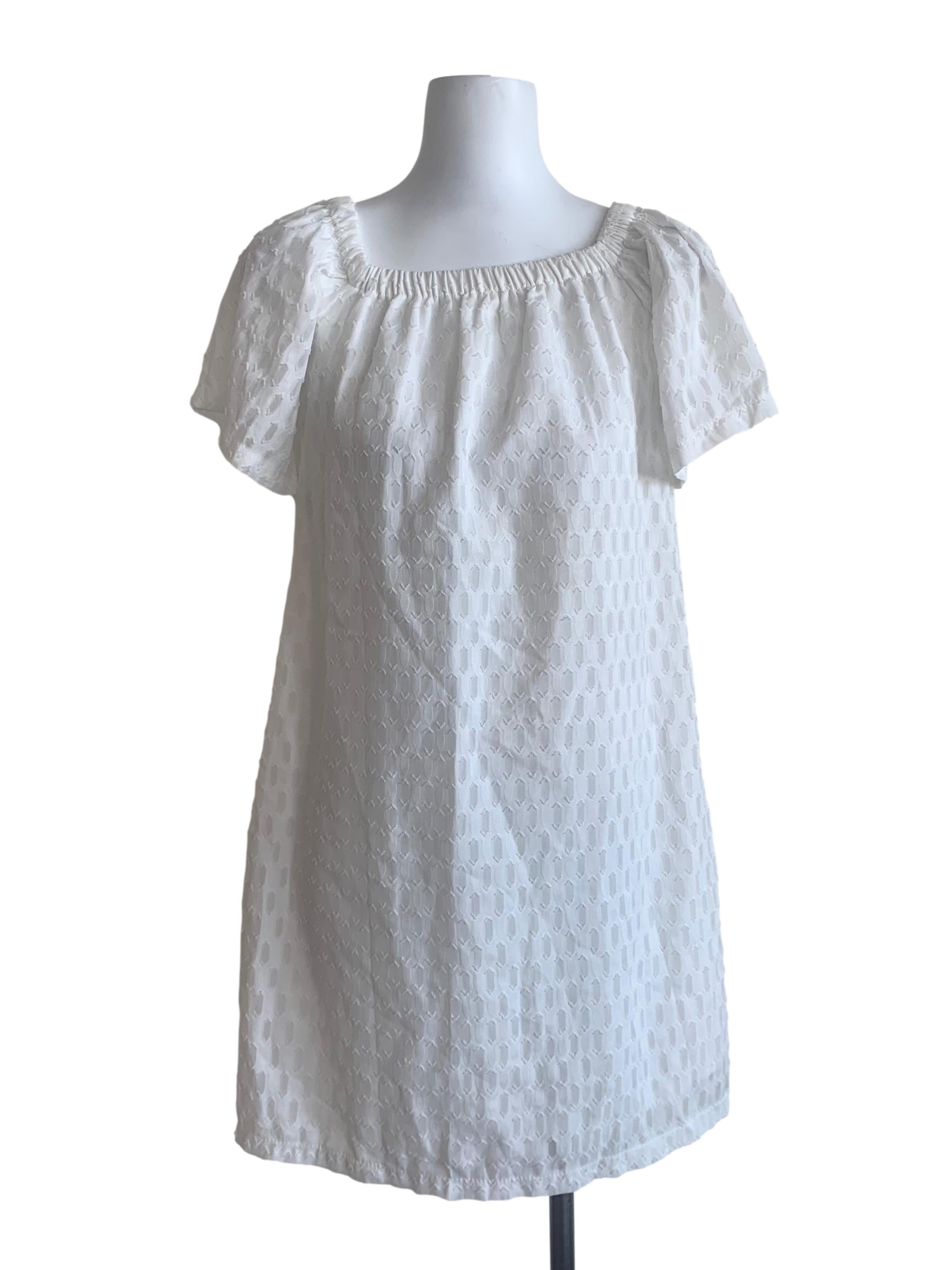 Chiffon White Pattern Babydoll Dress
