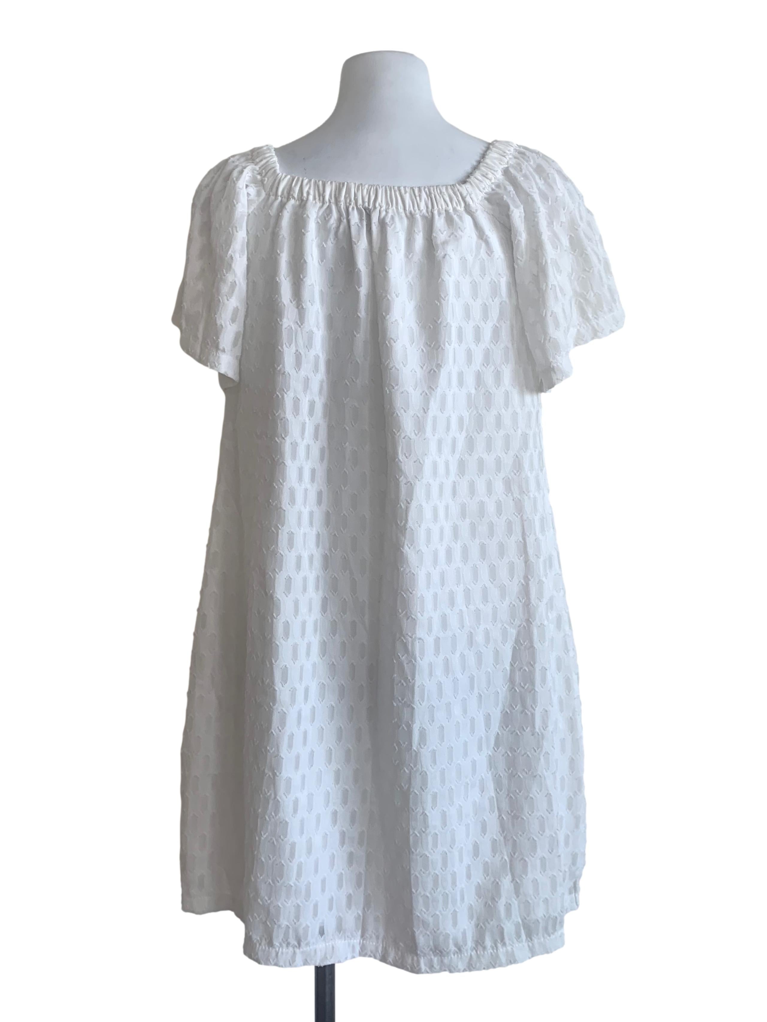 Chiffon White Pattern Babydoll Dress
