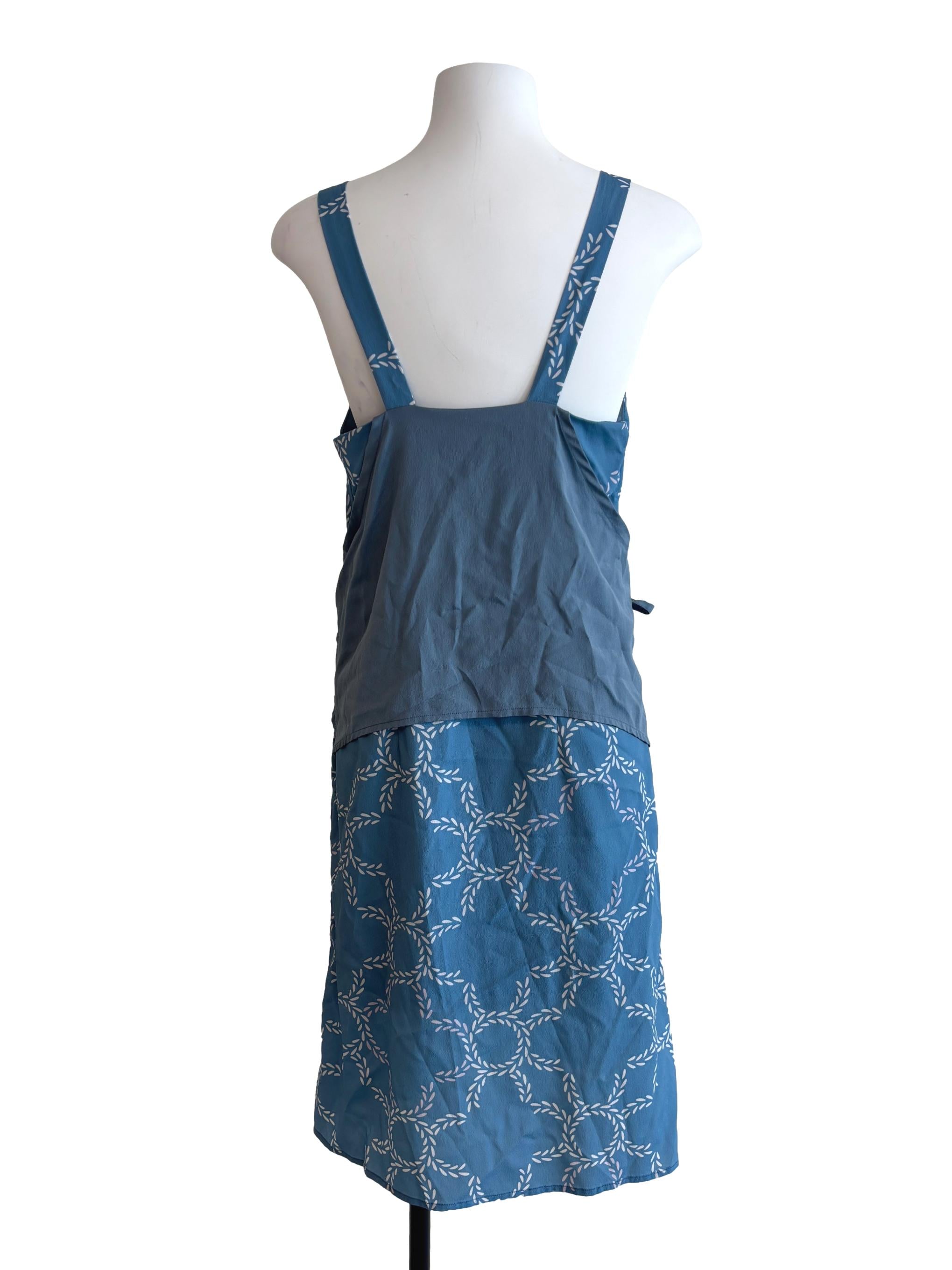 Sapphire Blue Printed Ribbon Dress