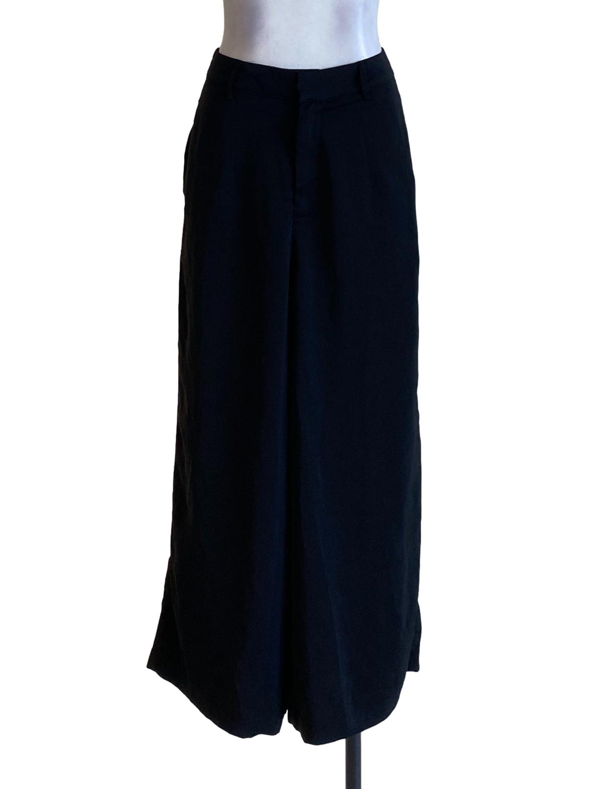 Rich Black Wide-Leg Loose Palazzo
