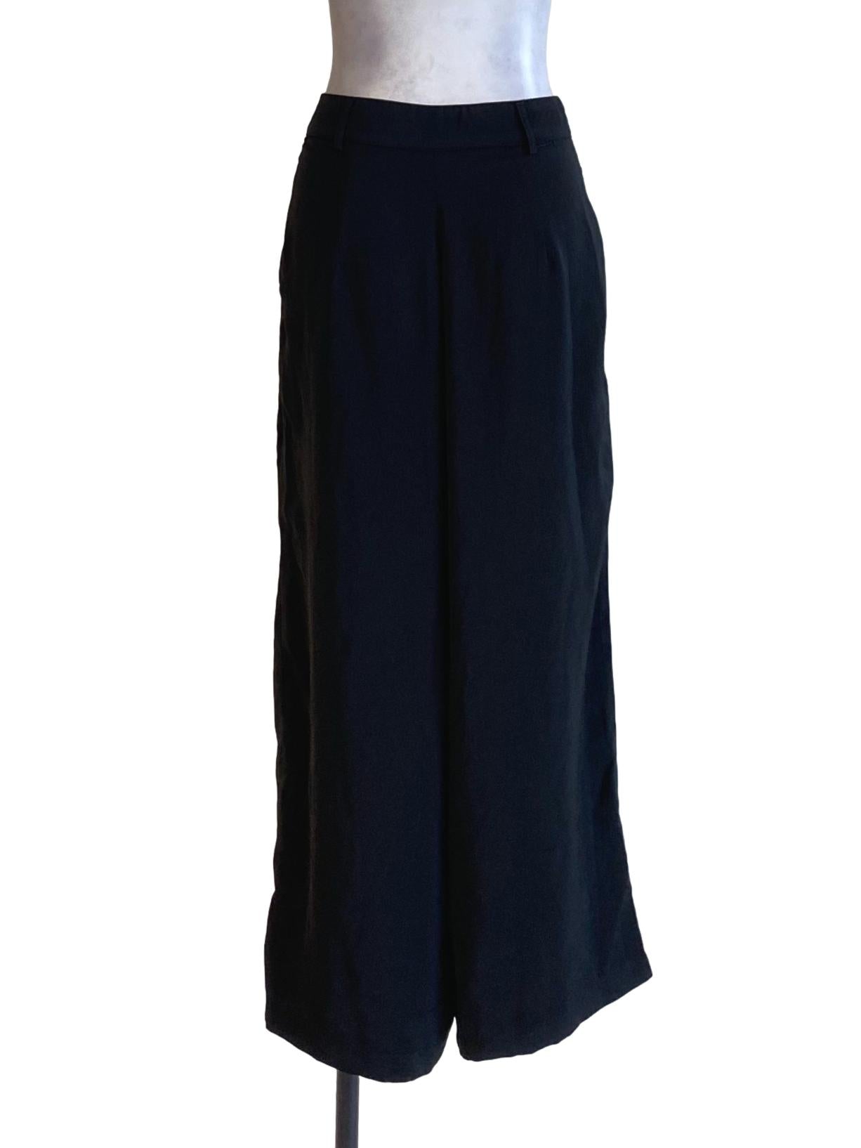 Rich Black Wide-Leg Loose Palazzo