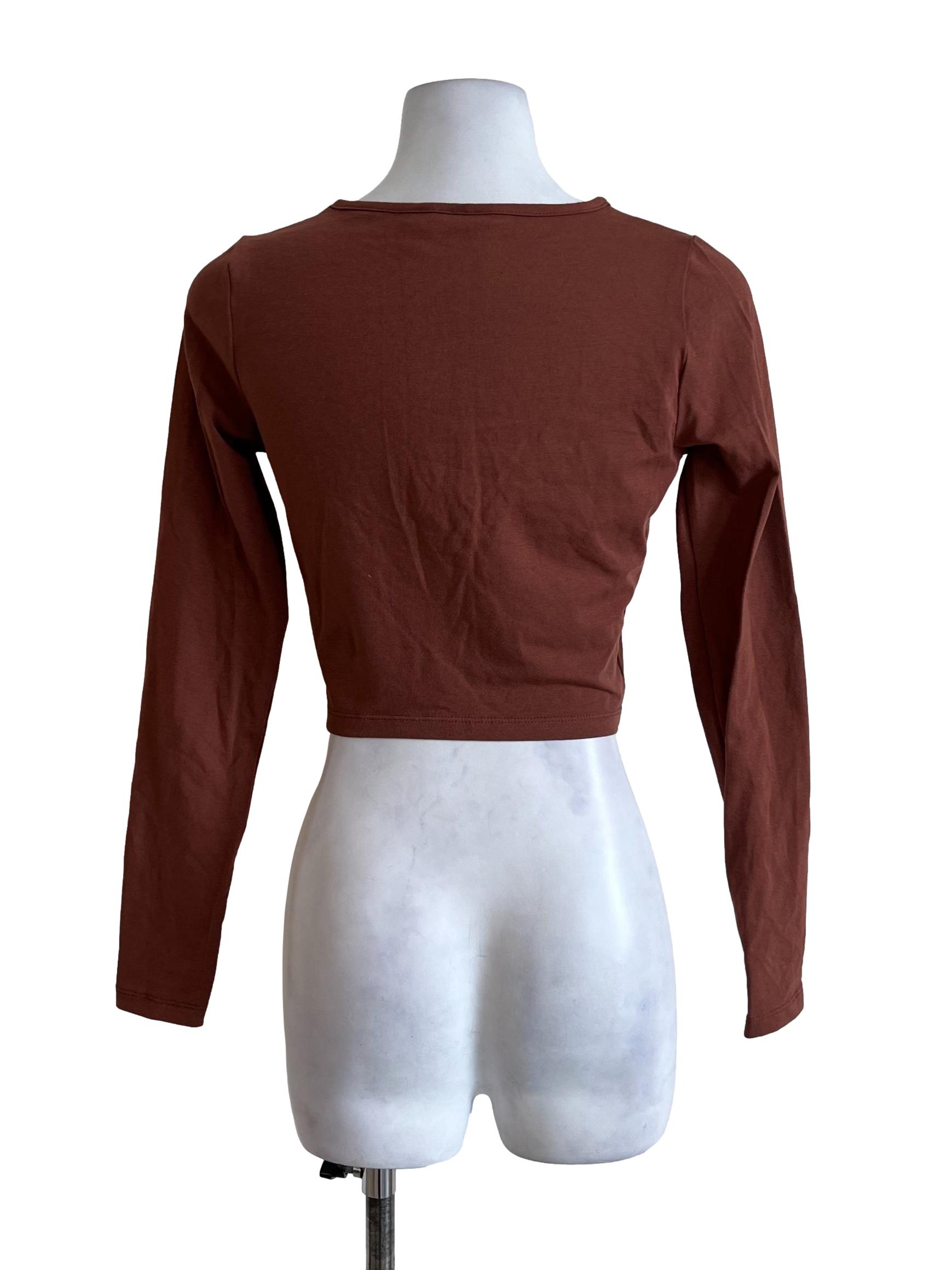 Brown Long Sleeves Blouse