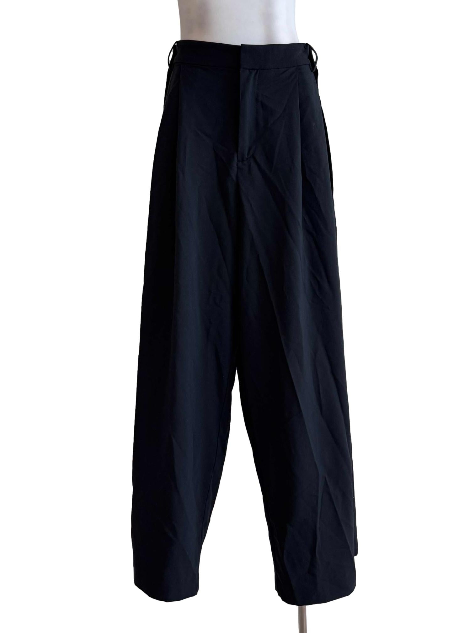 Black Relaxed Wide-Leg Pants