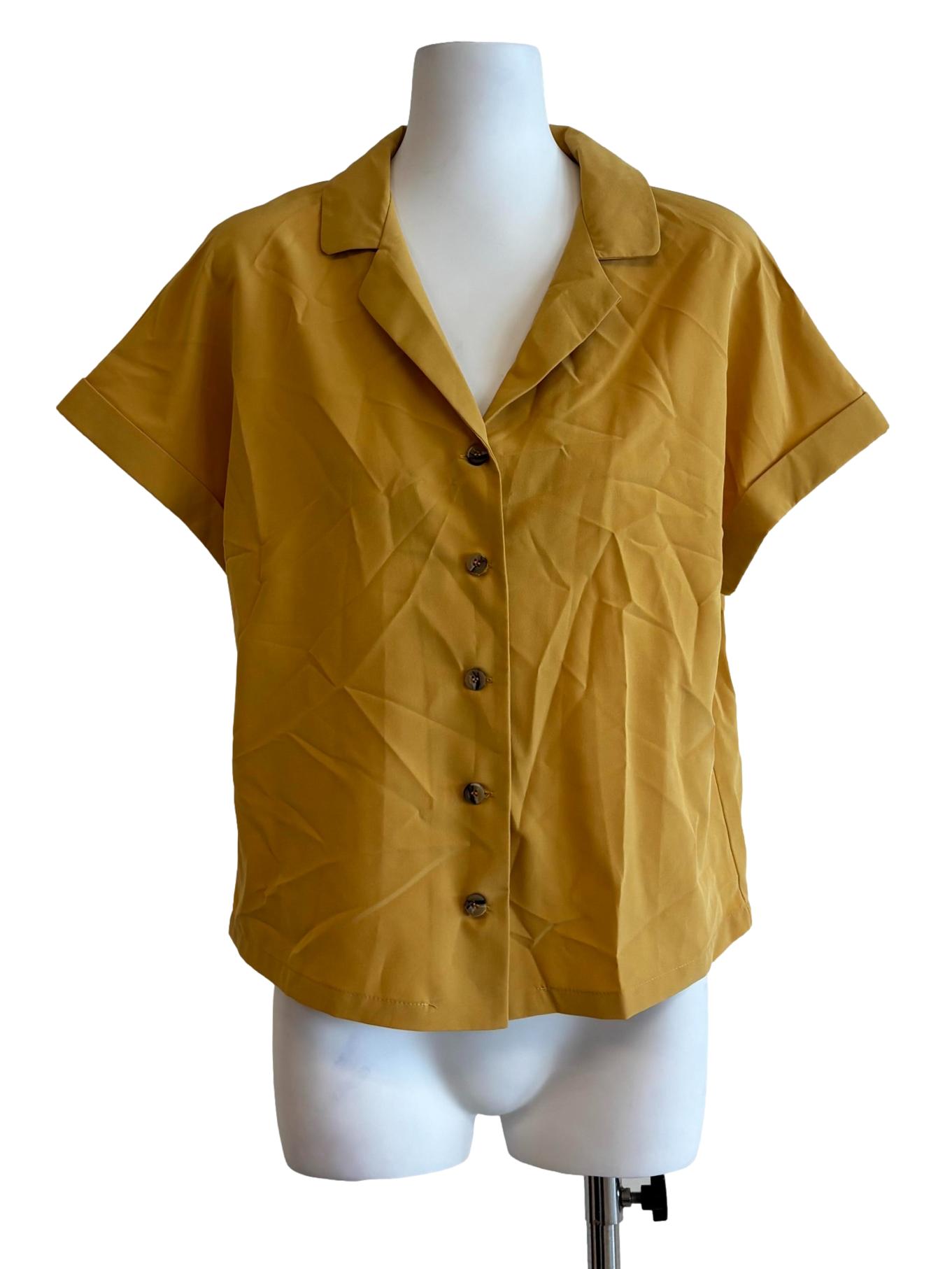 Marigold Yellow Short Sleeve Button Blouse