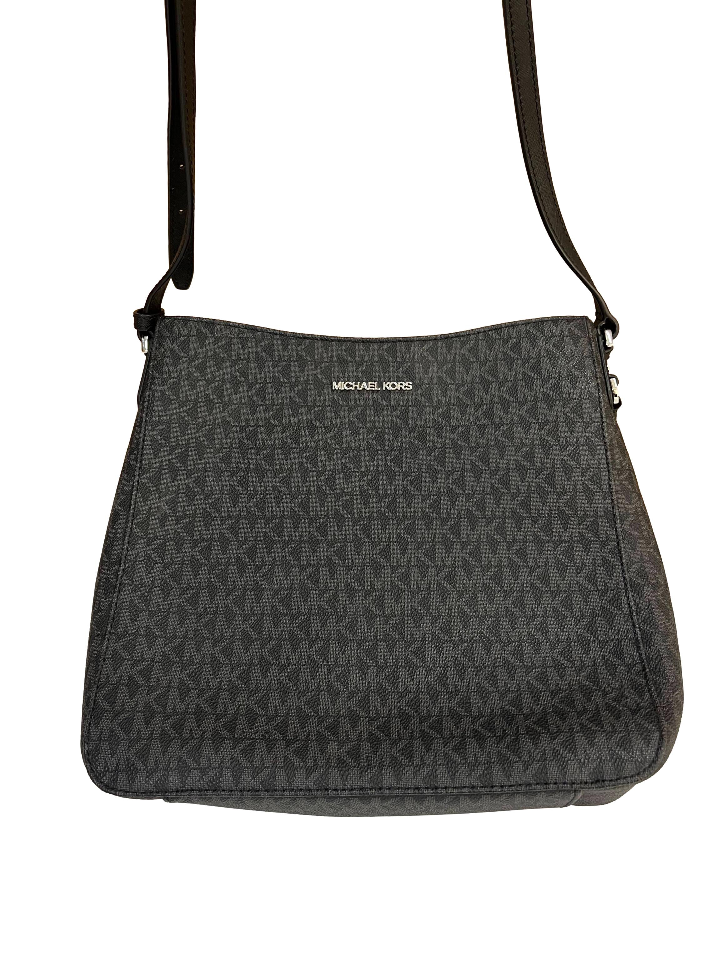 Black Leather Jet Set Logo Print Messenger Bag CSN