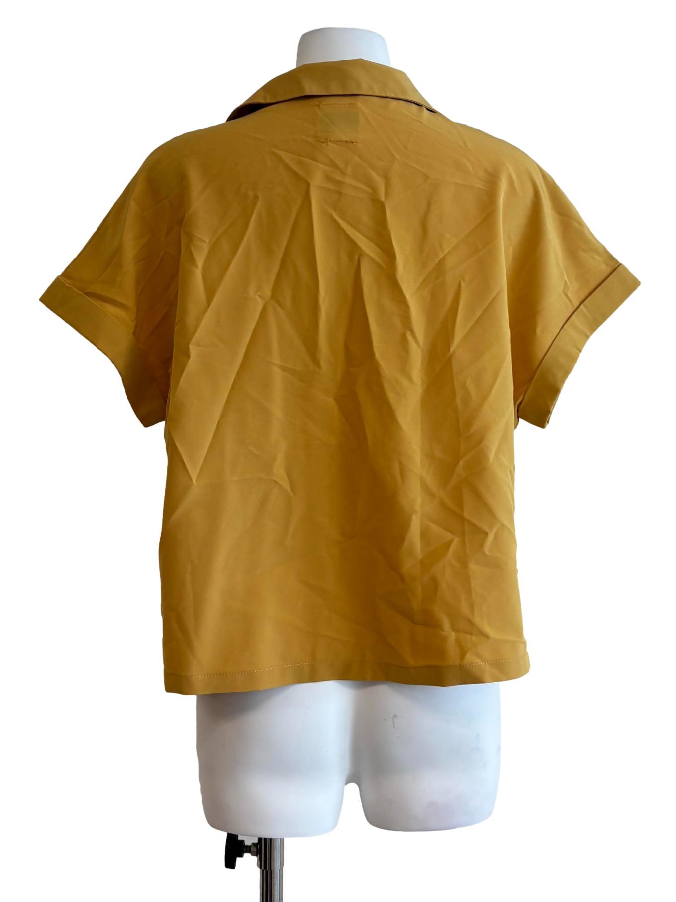 Marigold Yellow Short Sleeve Button Blouse