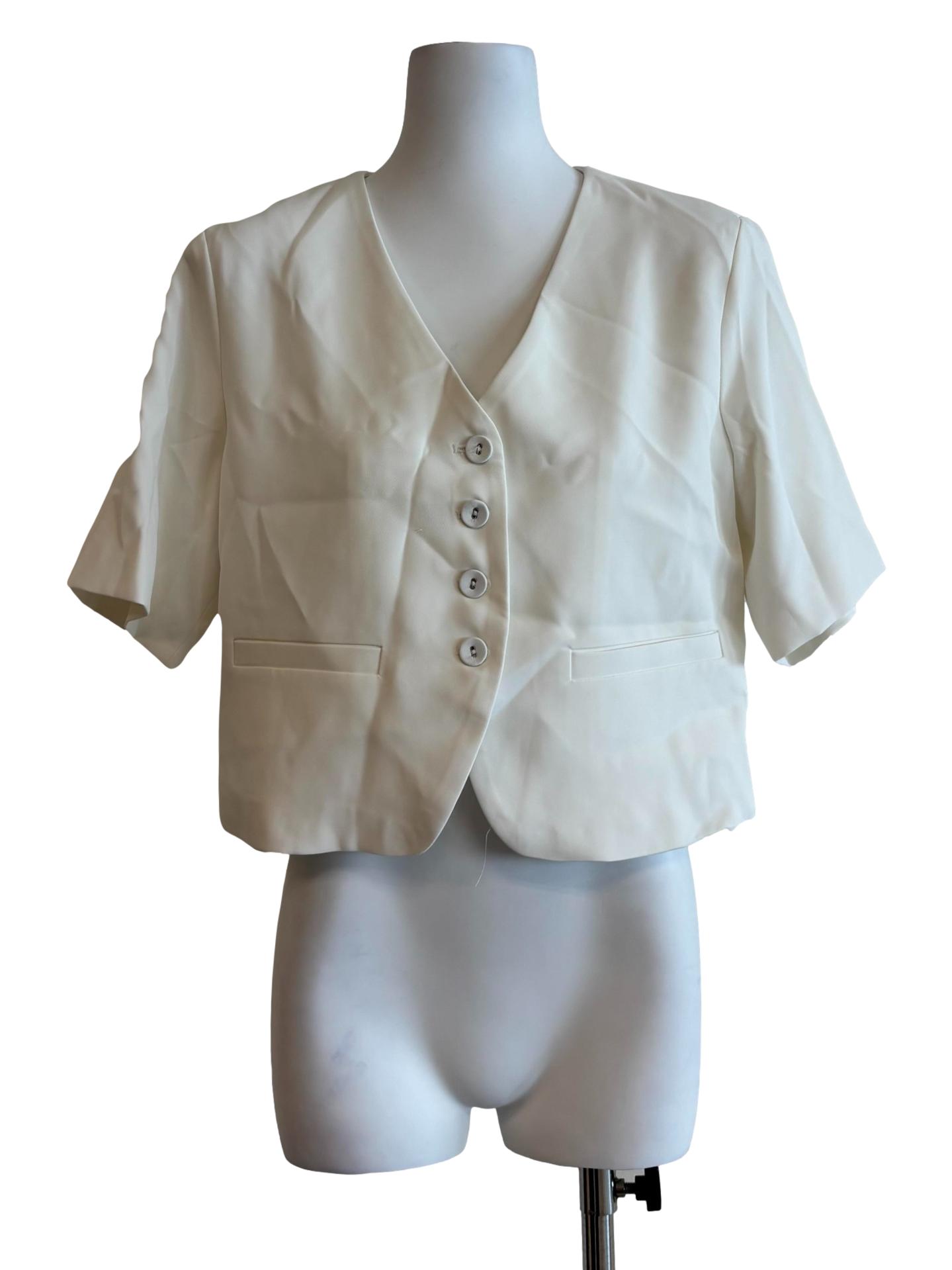 Ivory White V-Neck Blouse