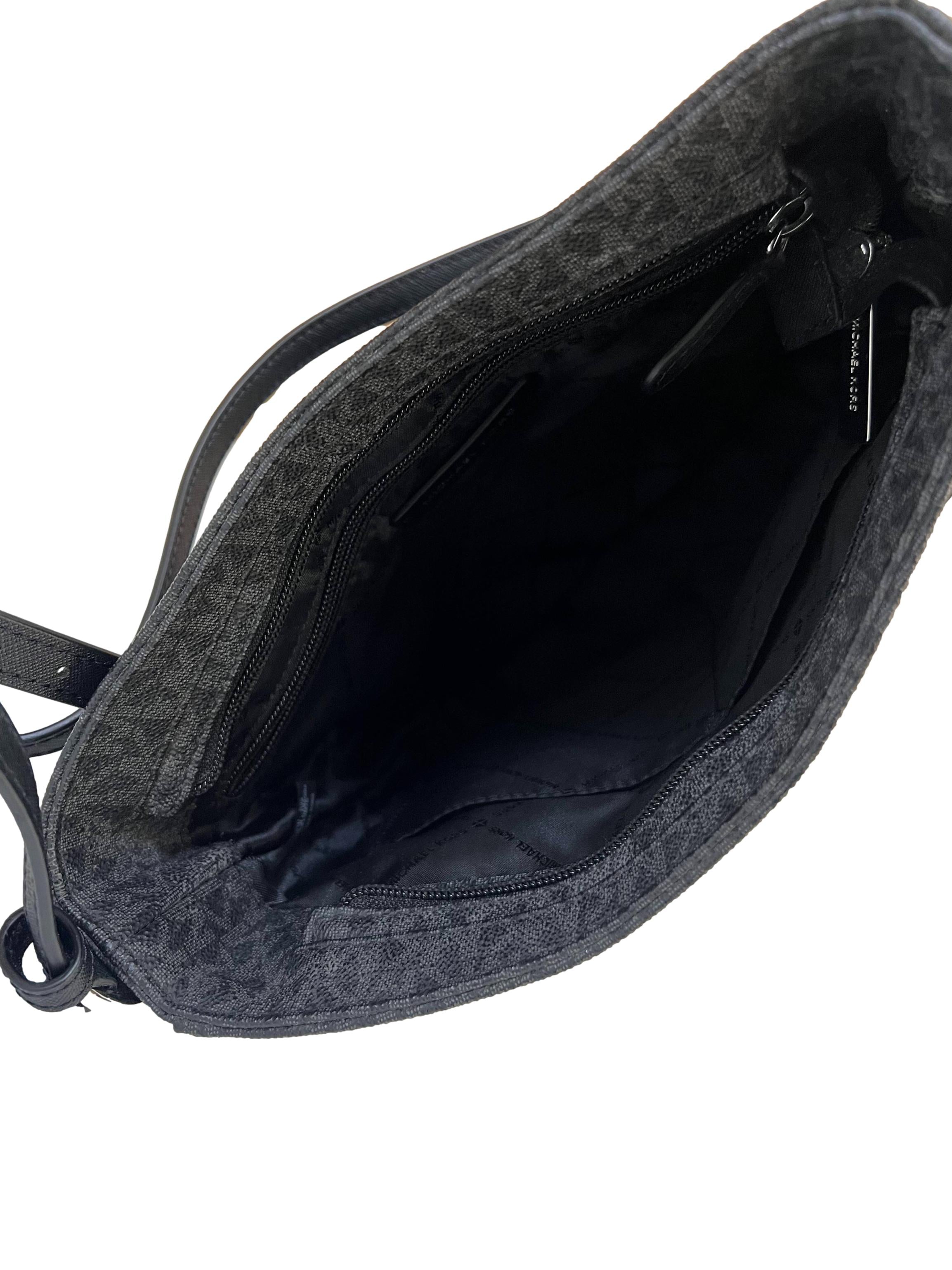 Black Leather Jet Set Logo Print Messenger Bag CSN