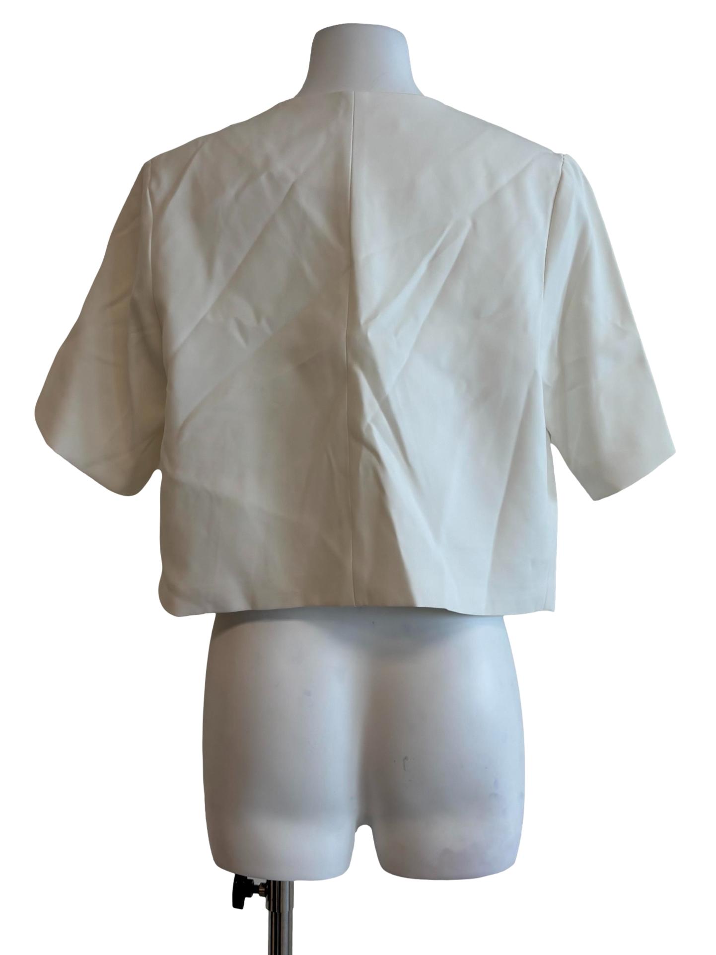 Ivory White V-Neck Blouse