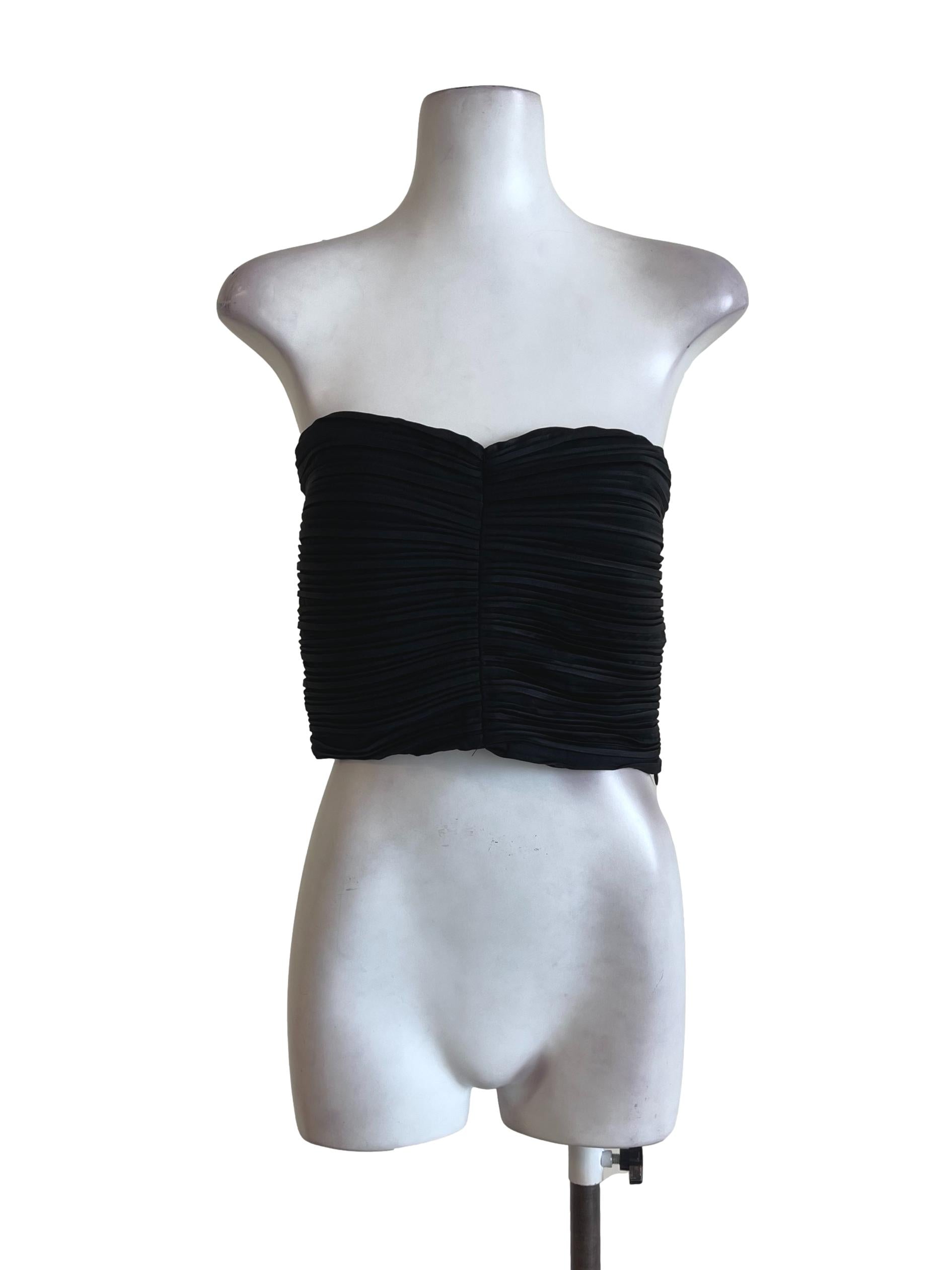 Black Strapless Pleated Tube