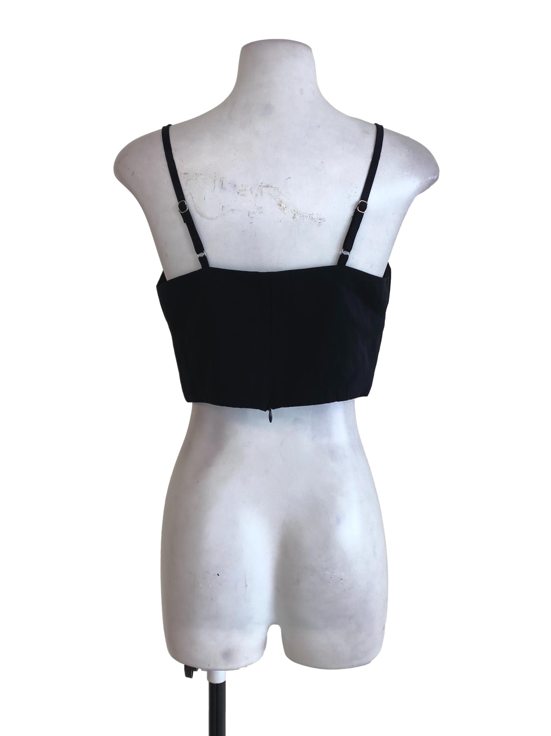 Black V Neck Crop Top