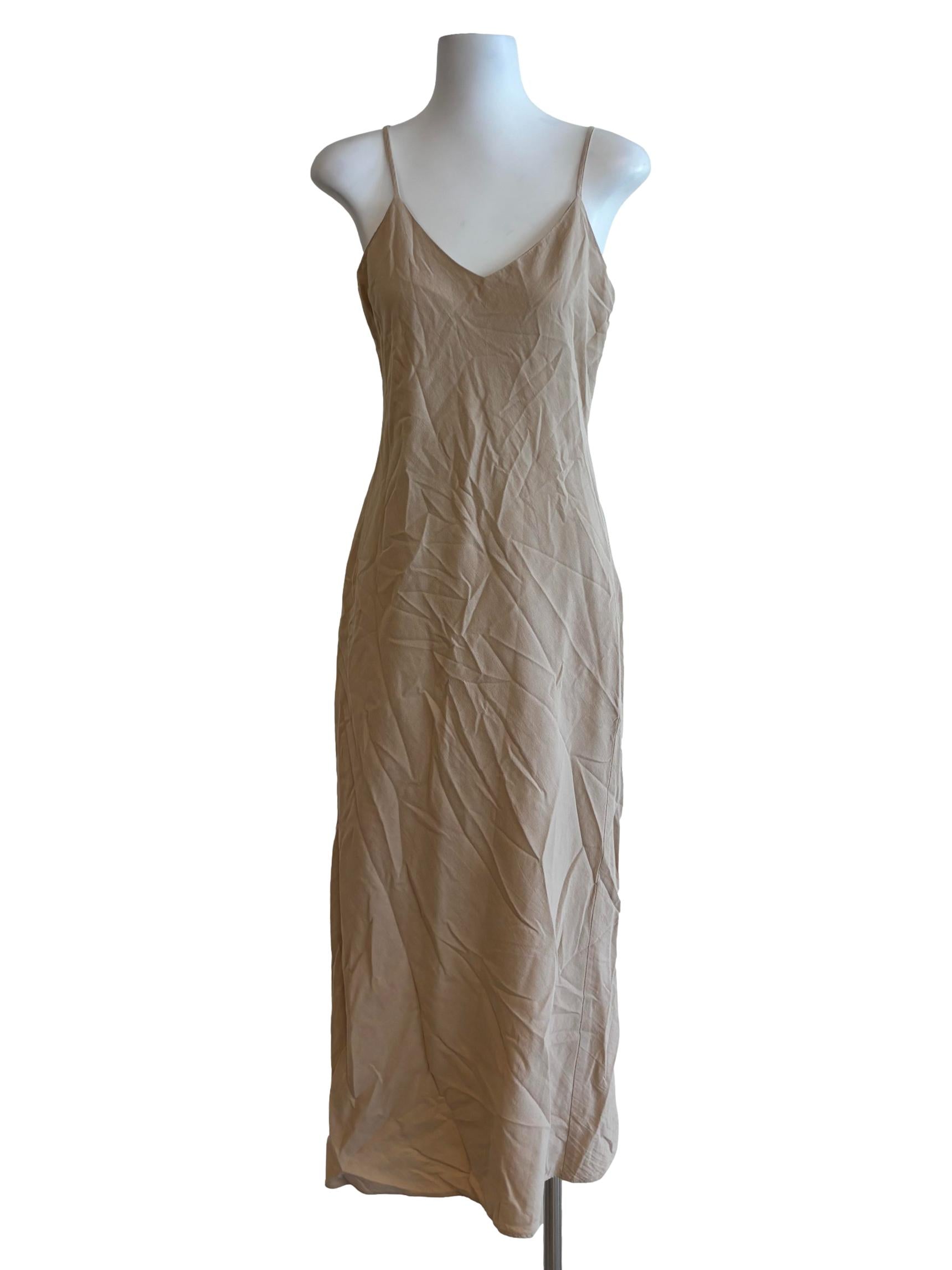Latte Brown Spaghetti Strap Fitted Dress
