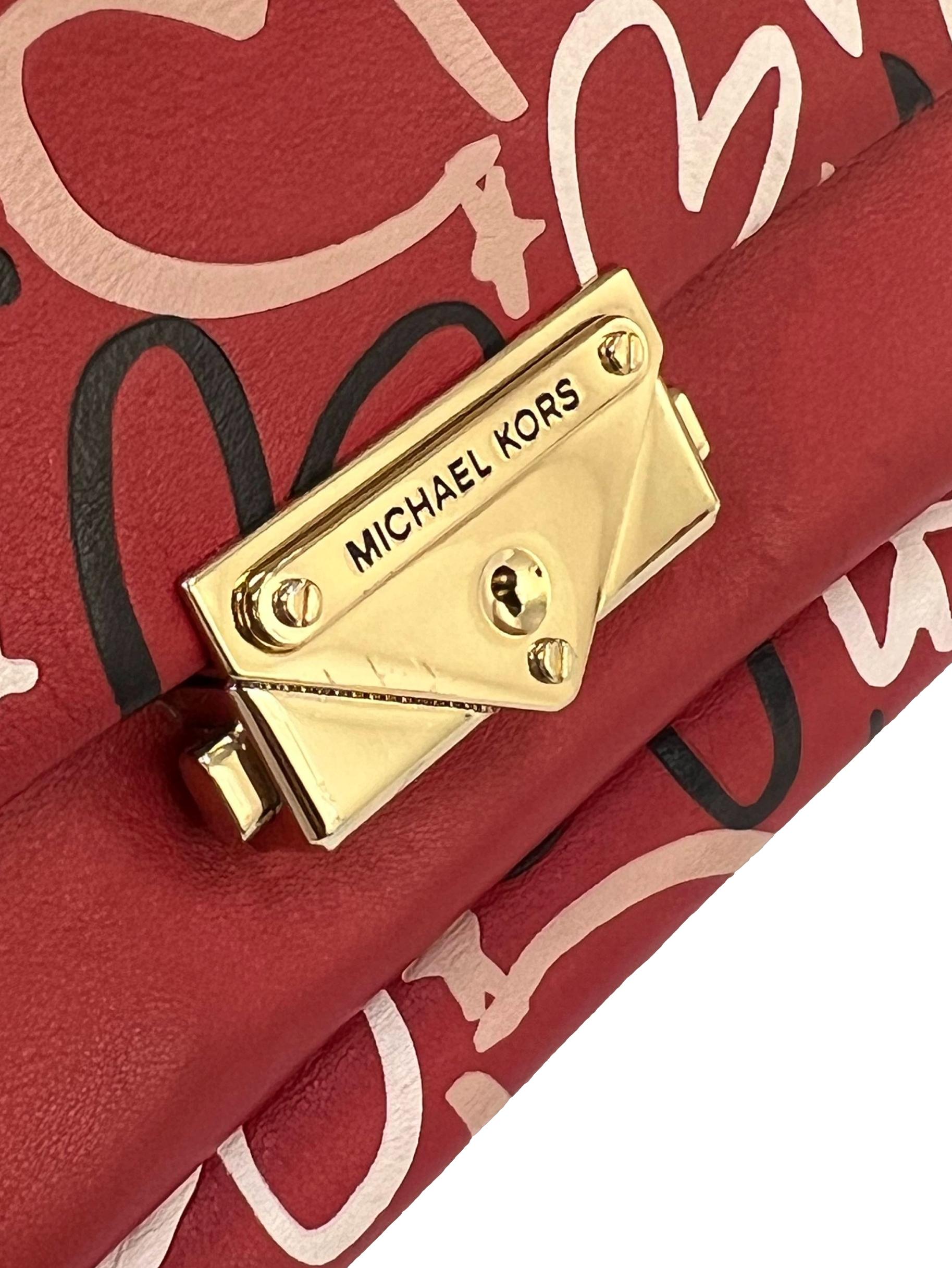 Red Leather Qixi Graffiti Shoulder Bag CSN