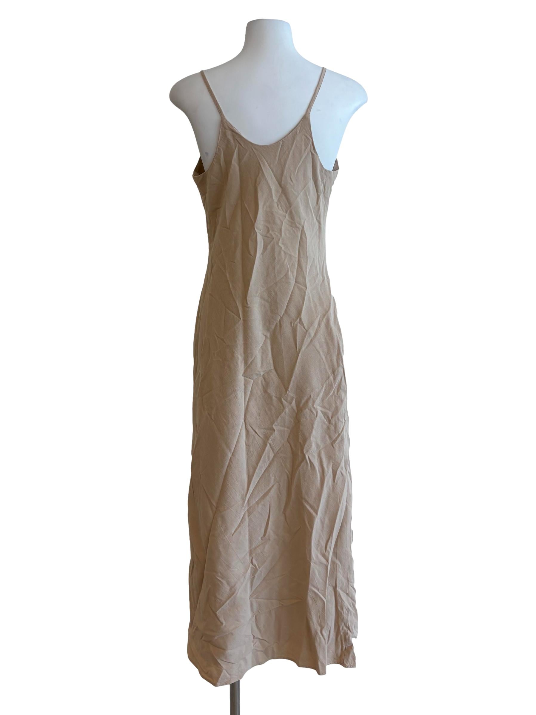 Latte Brown Spaghetti Strap Fitted Dress