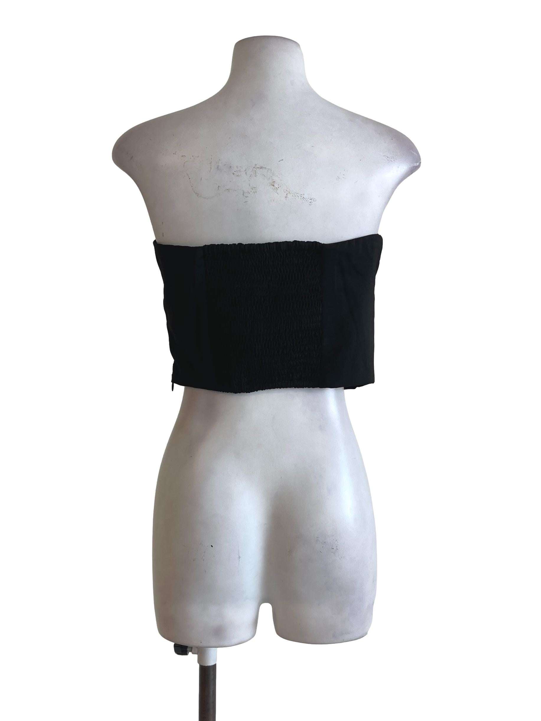 Black Strapless Pleated Tube
