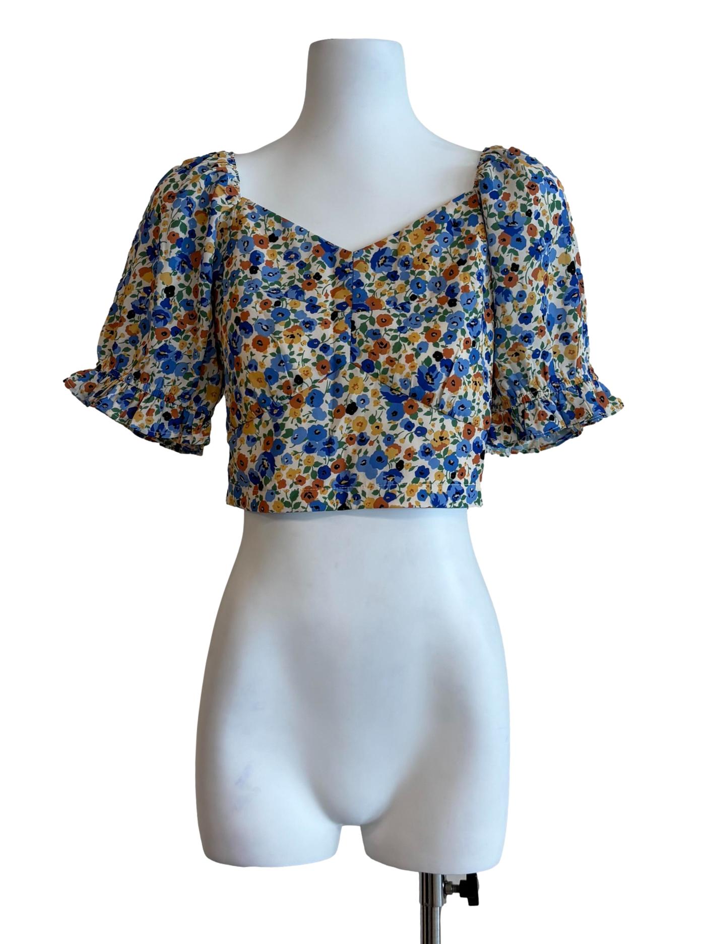 Blue Floral Baby Doll Top