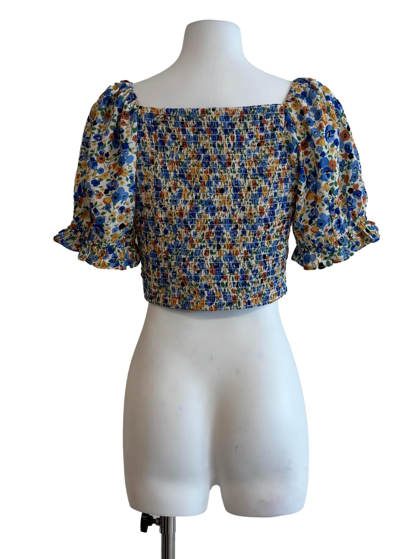 Blue Floral Baby Doll Top