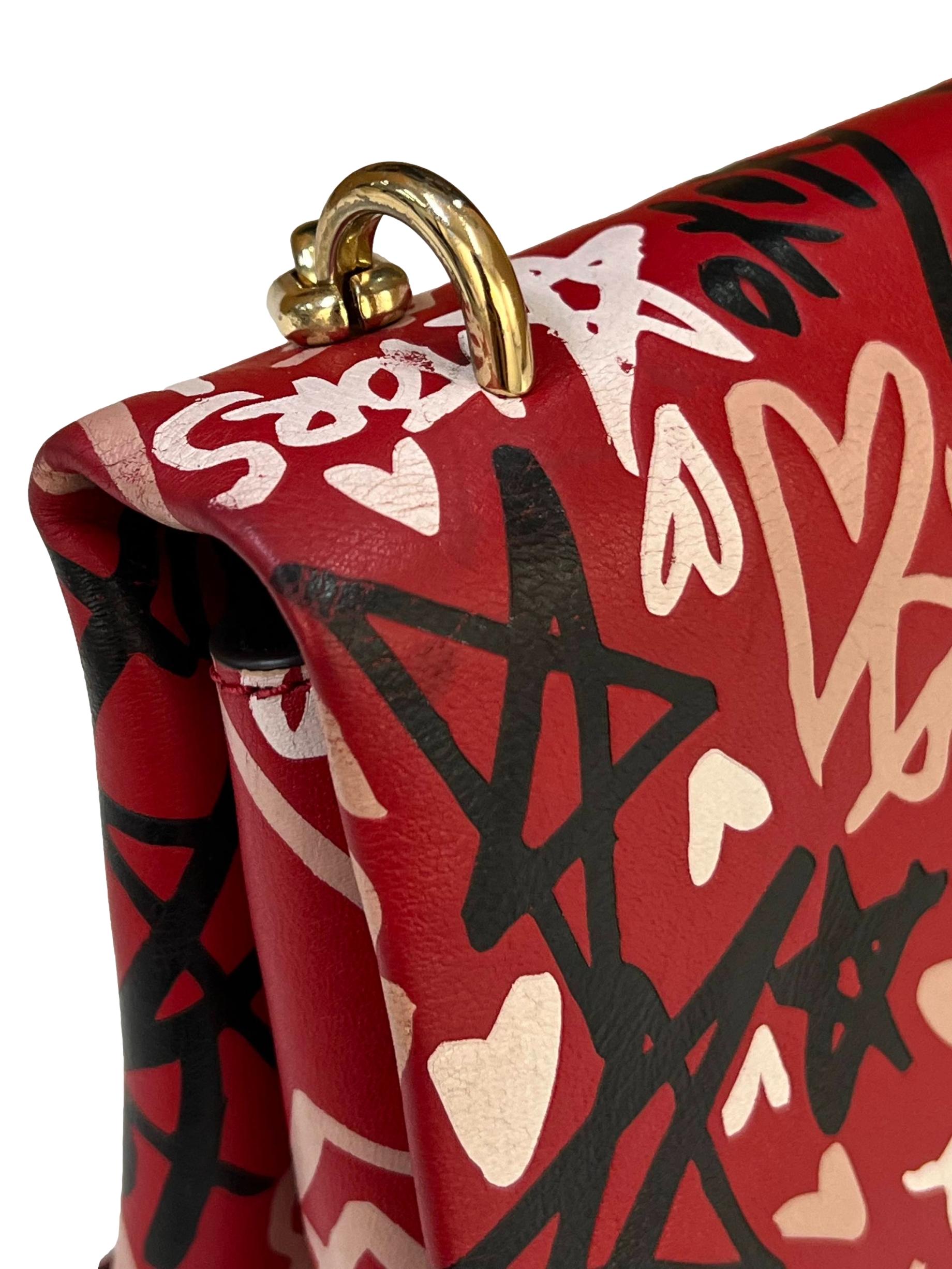 Red Leather Qixi Graffiti Shoulder Bag CSN