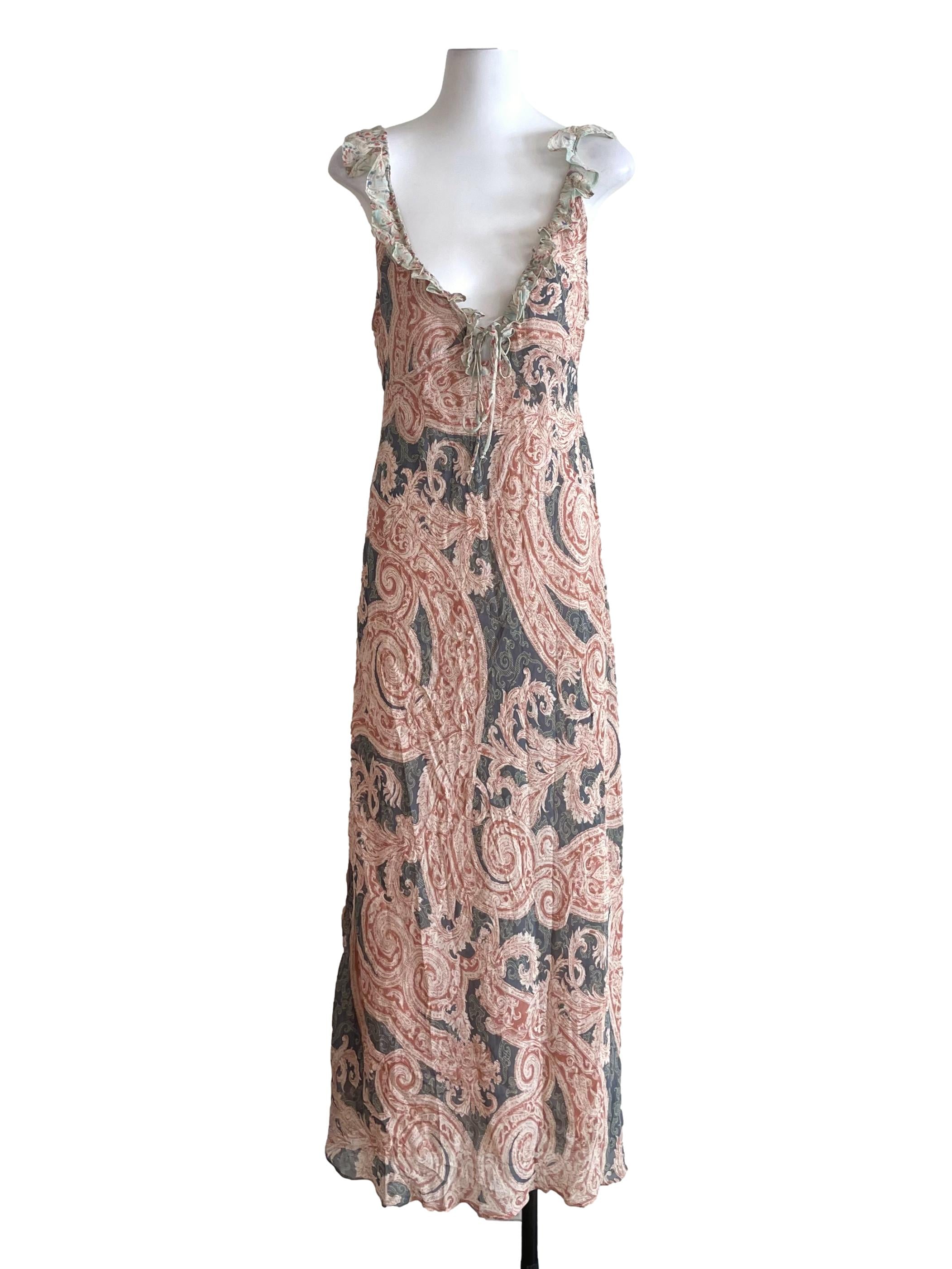 Dusty Cantaloupe Orange Printed Chiffon Dress