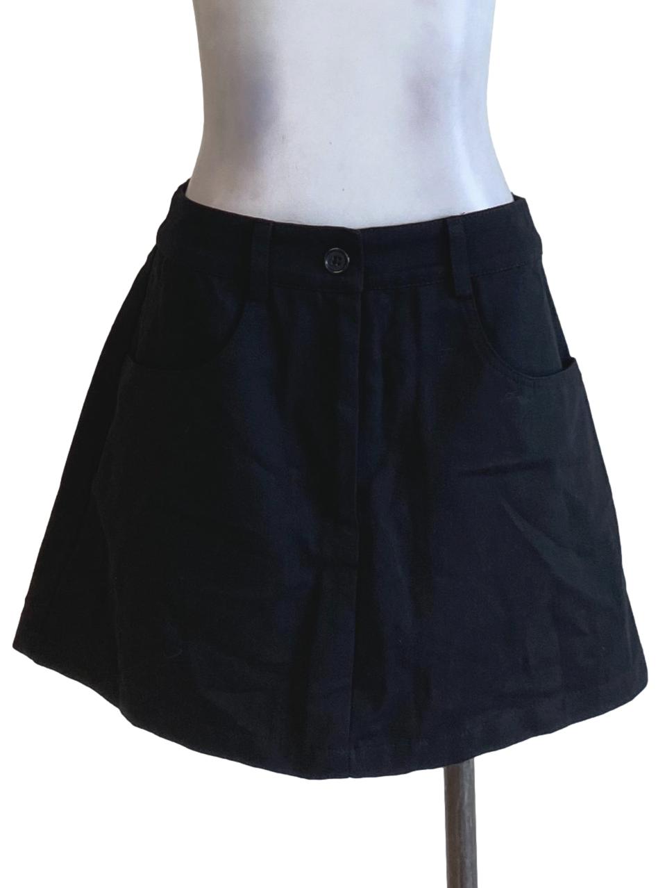 Rich Black Casual Mini A-Line Skirt