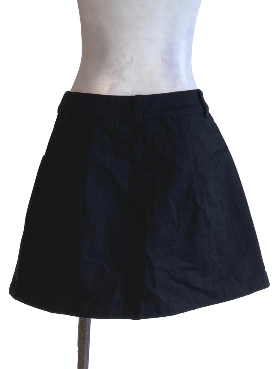 Rich Black Casual Mini A-Line Skirt