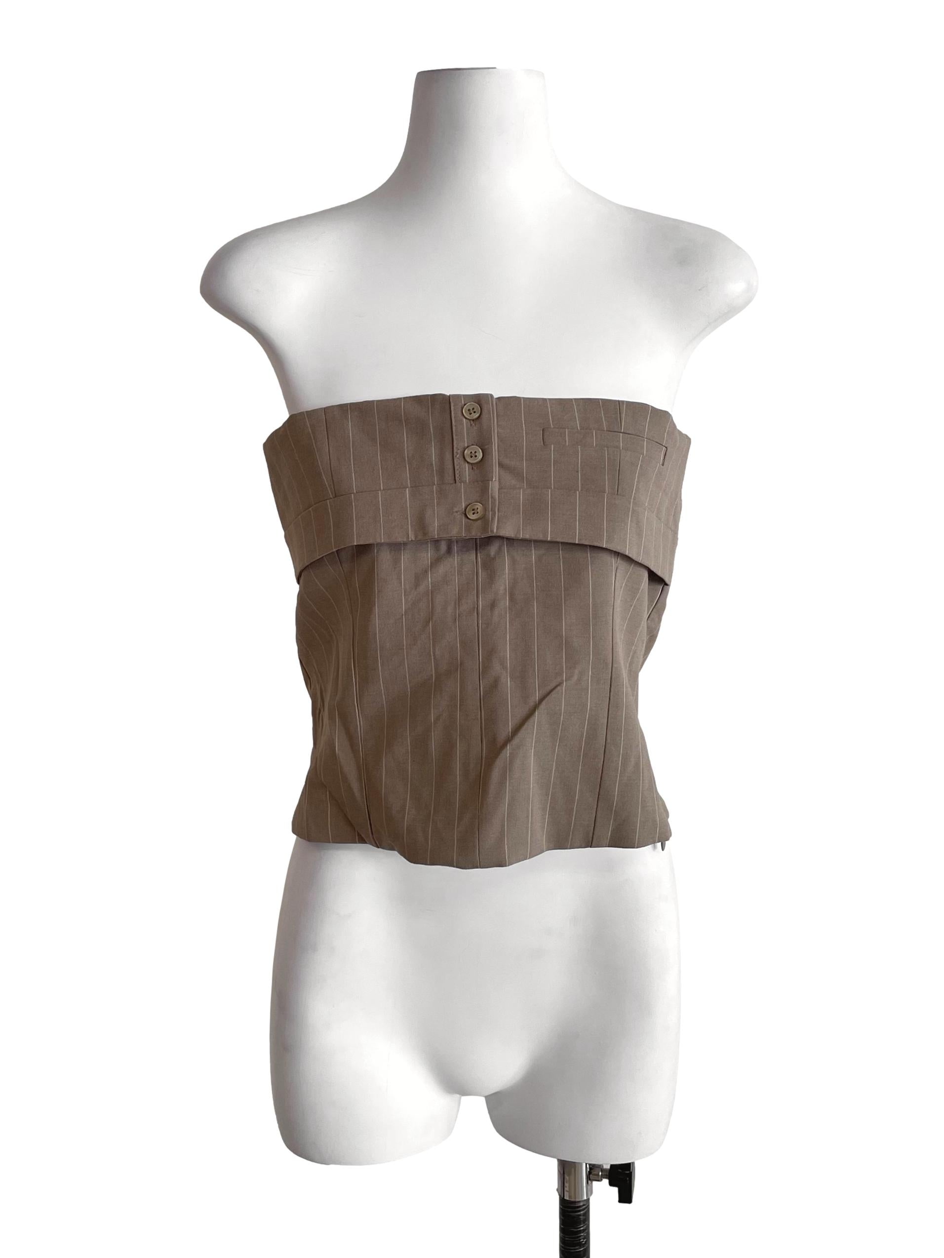 Hazel Wood Beige Strapless Suit Top