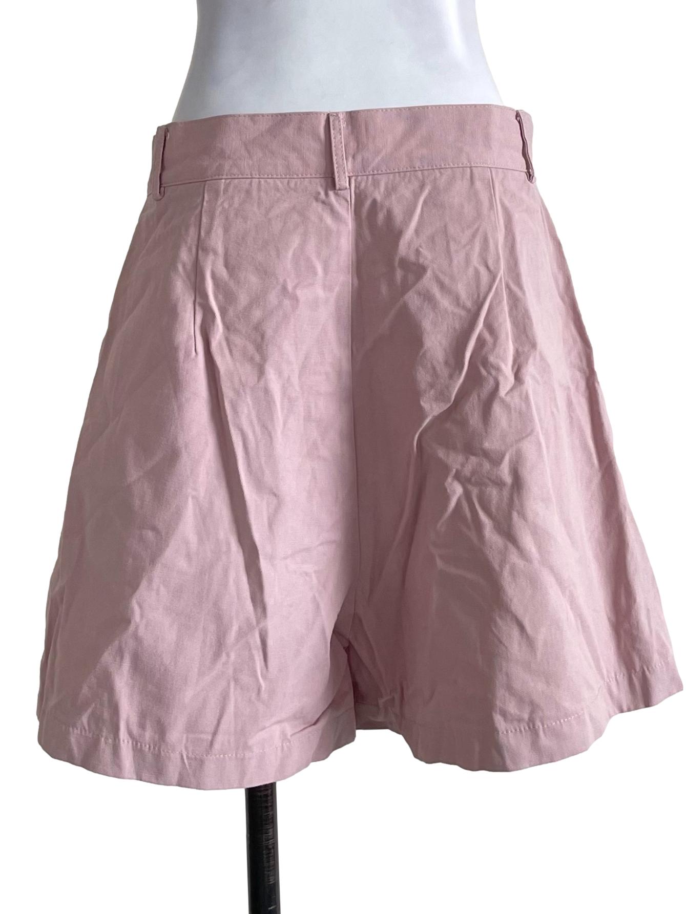 Crepe Pink Pleated Shorts