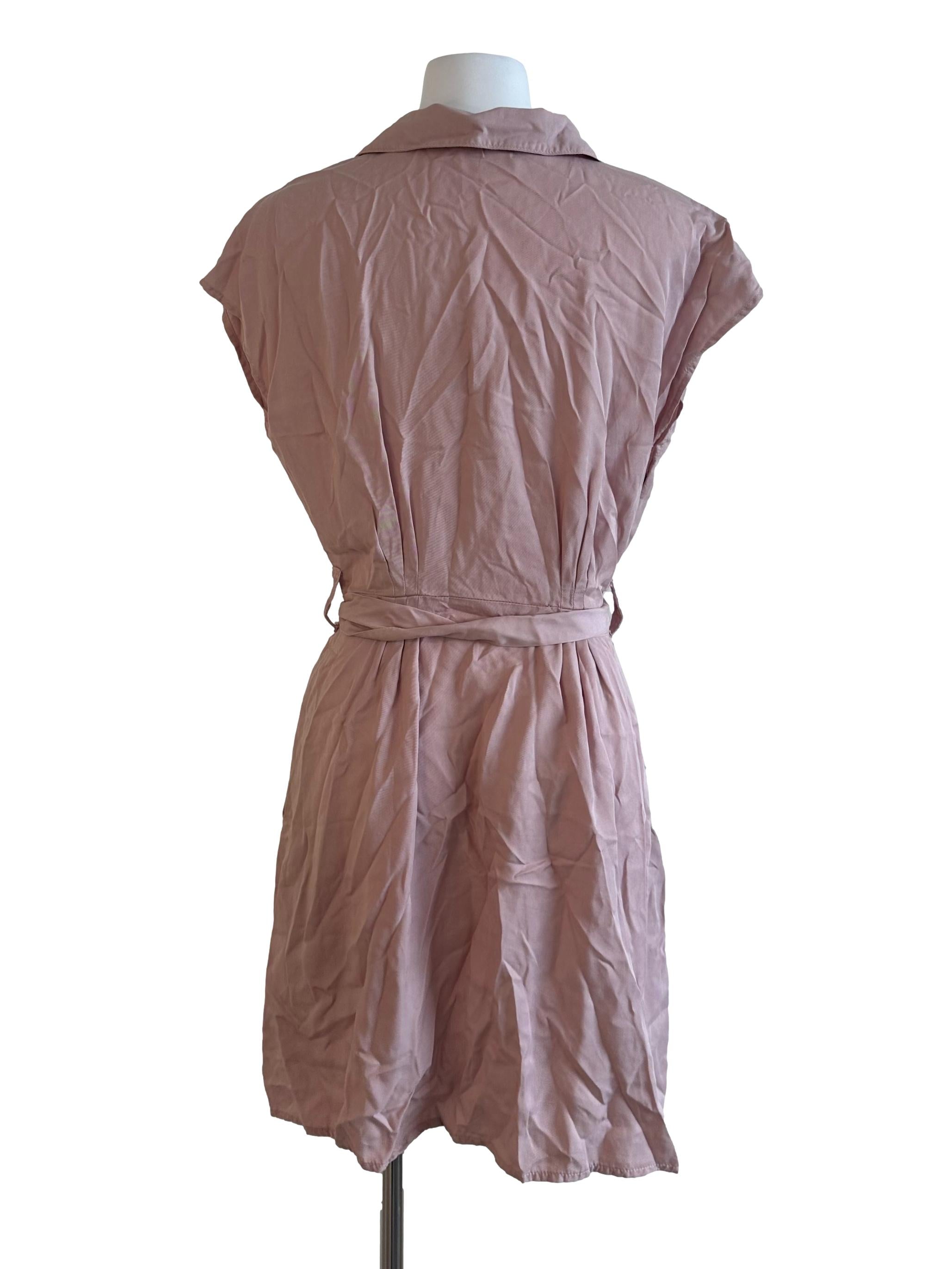 Dusty Pink Plain Collar Dress