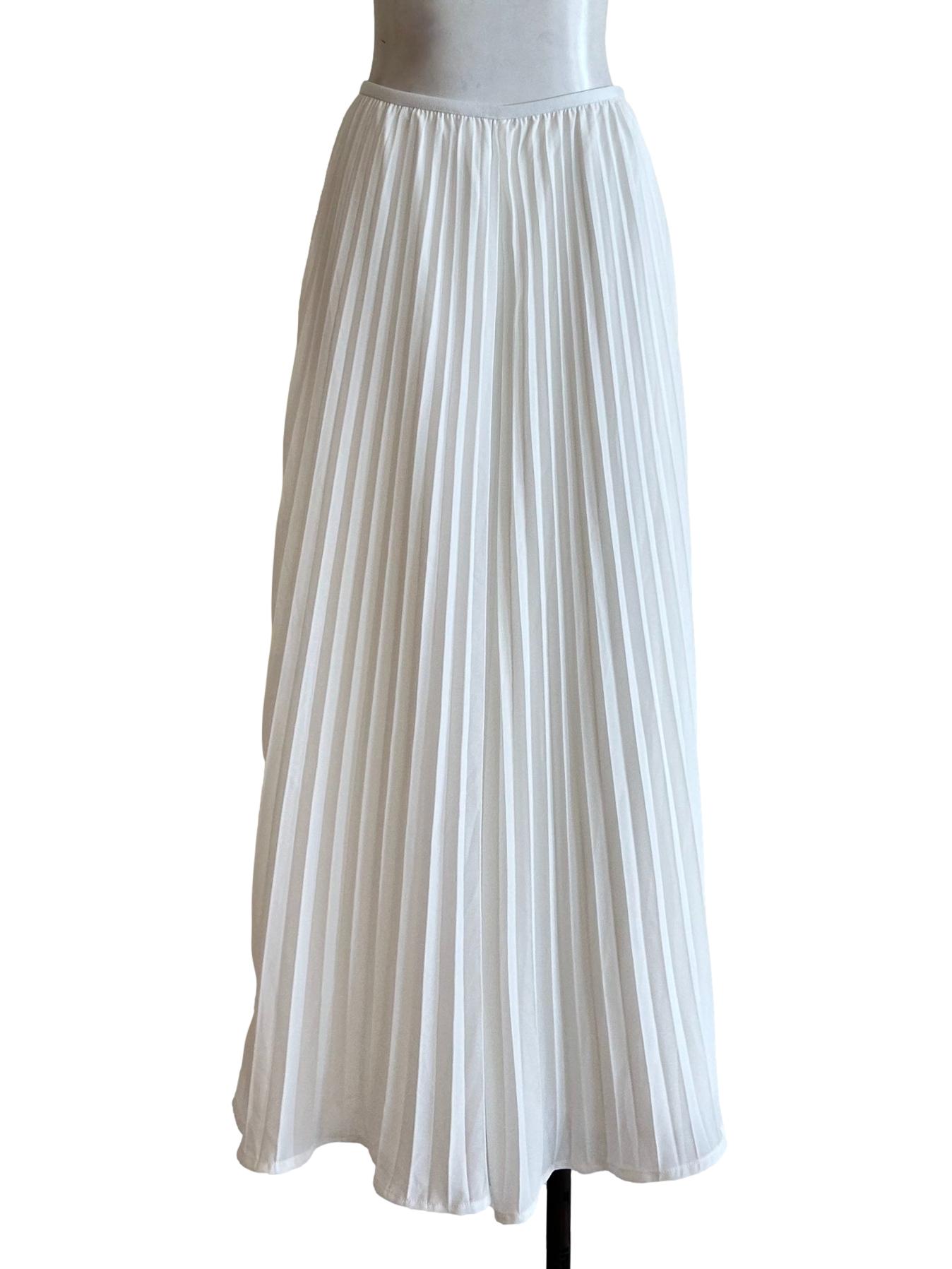 Ivory White Pleated Flared Pants