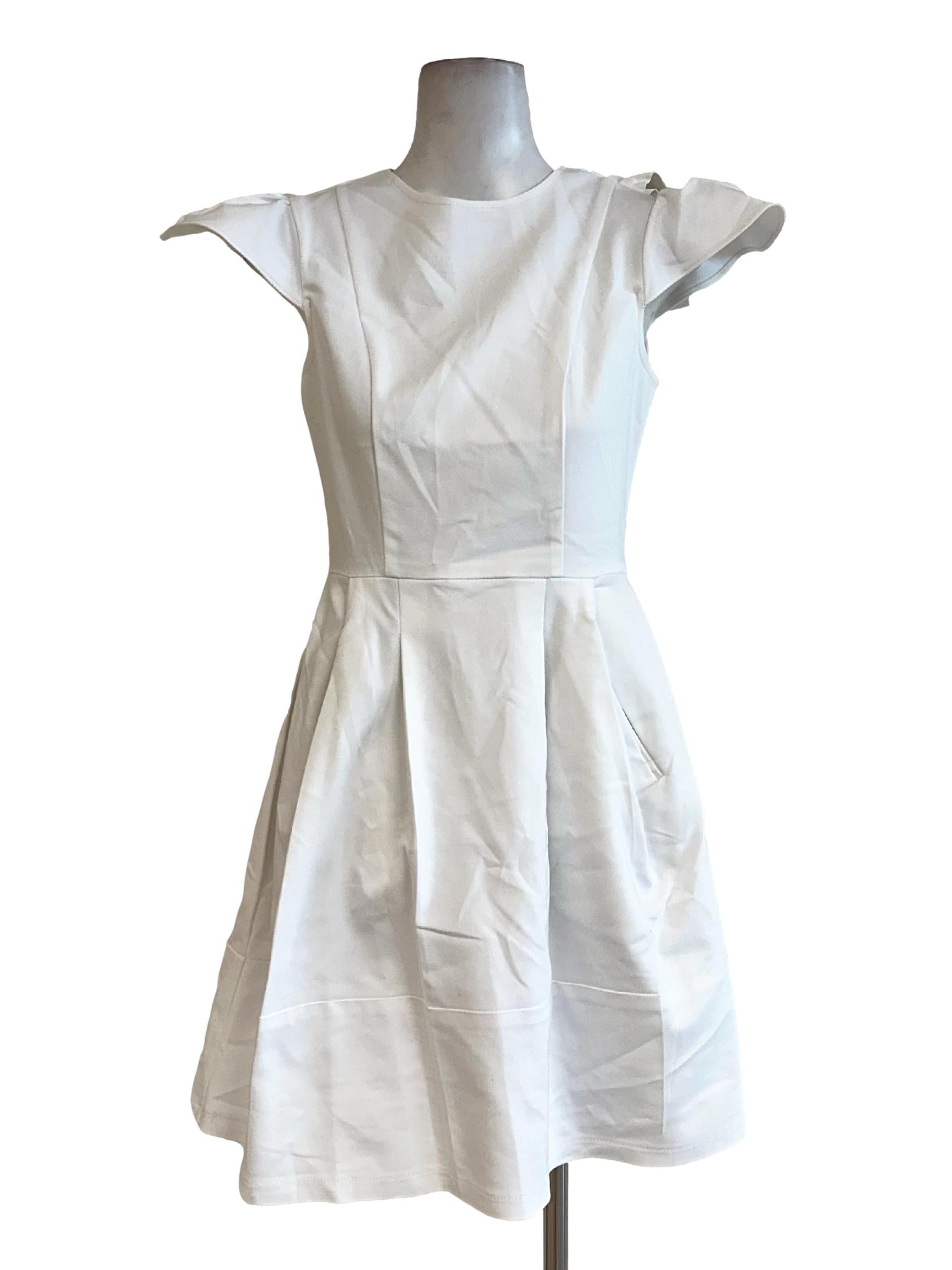 Daisy White Round Neck Mini Dress