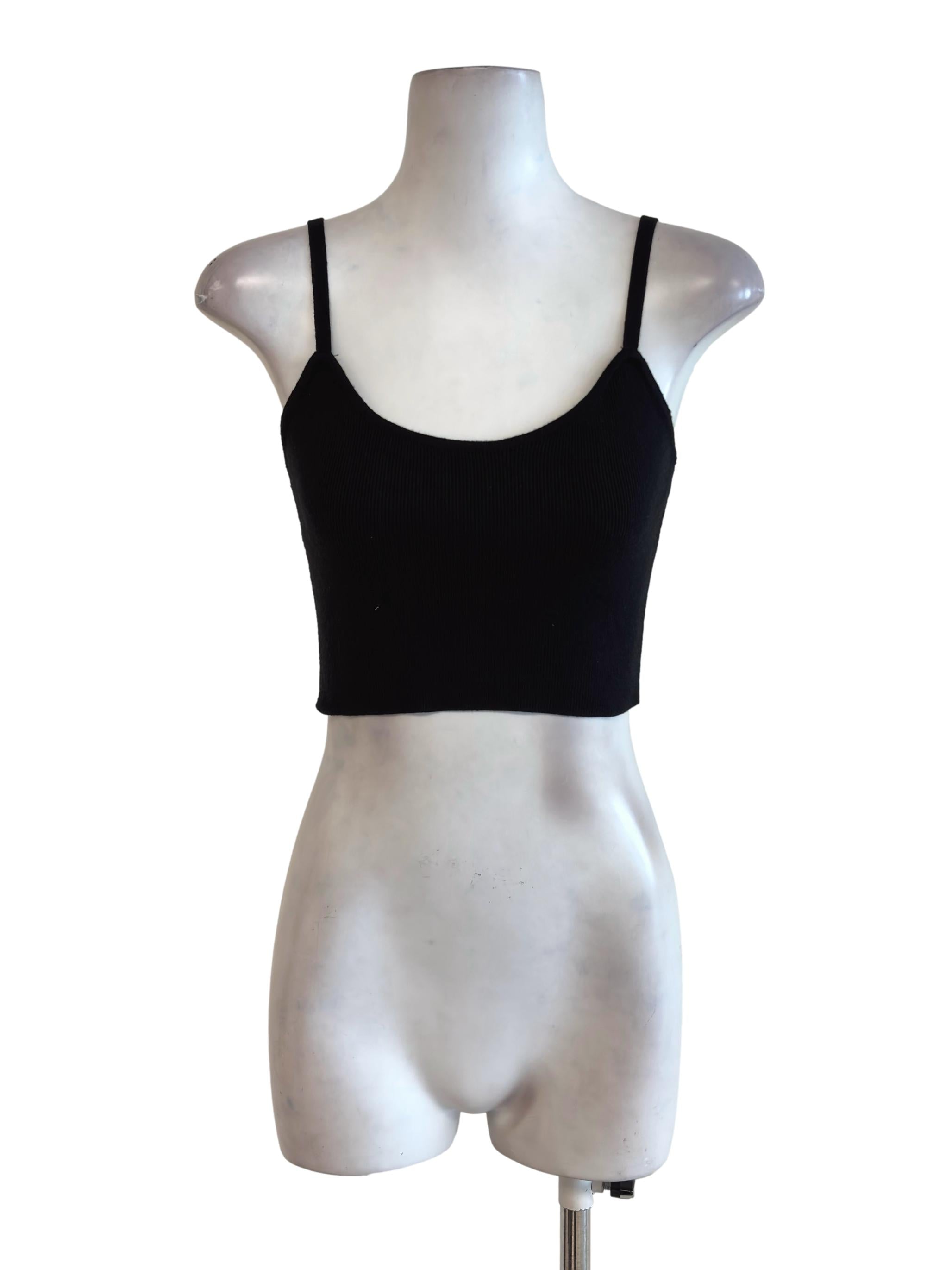 Black Scoop Knit Crop Tank