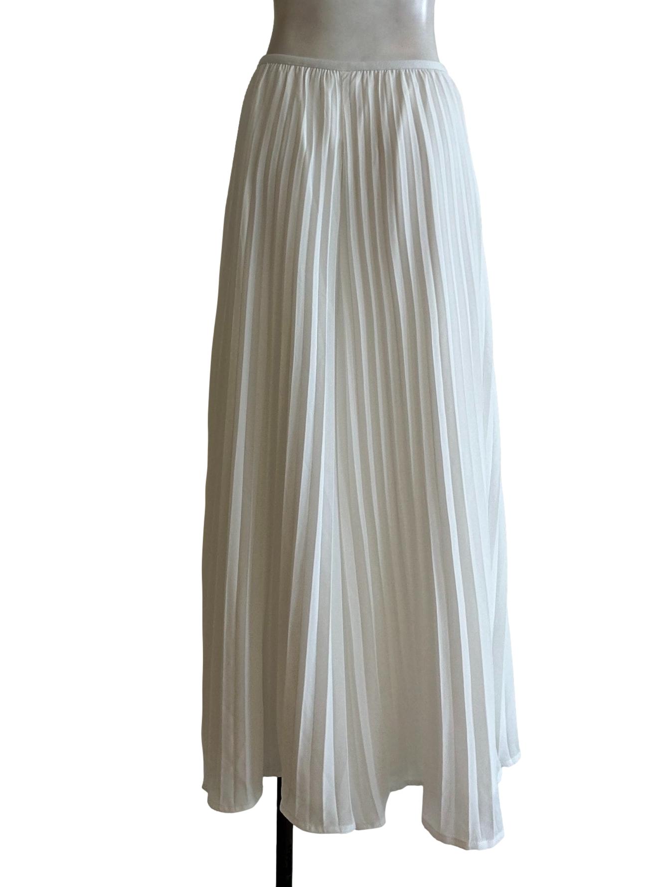 Ivory White Pleated Flared Pants