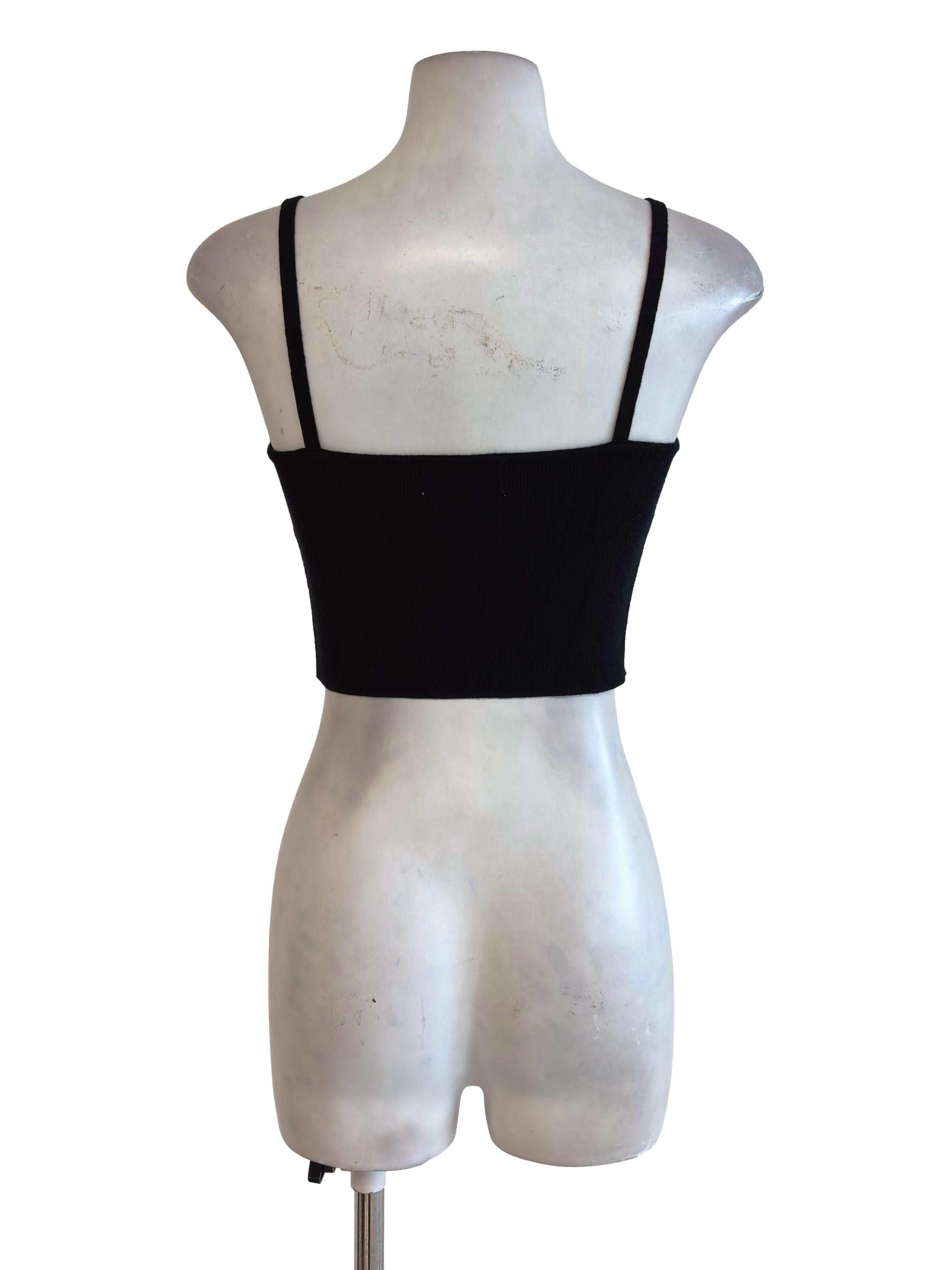 Black Scoop Knit Crop Tank