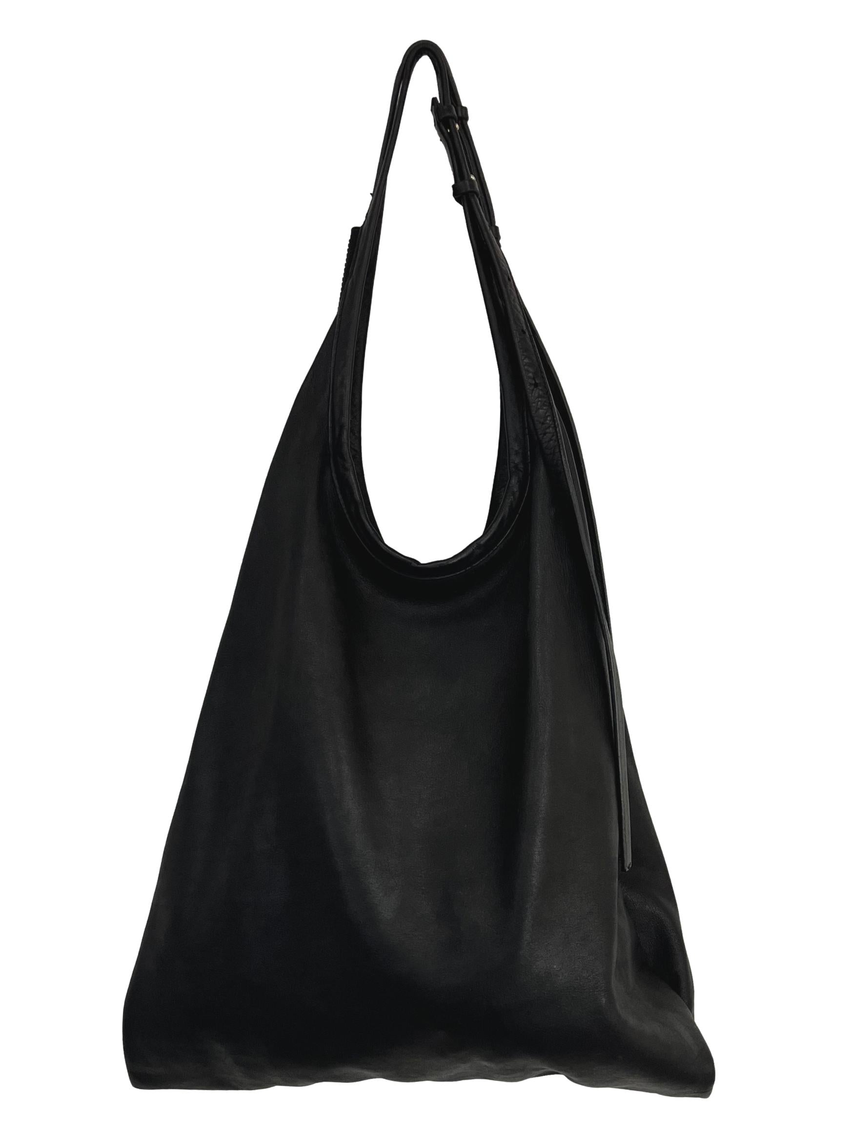 Black Leather Shopper Bag