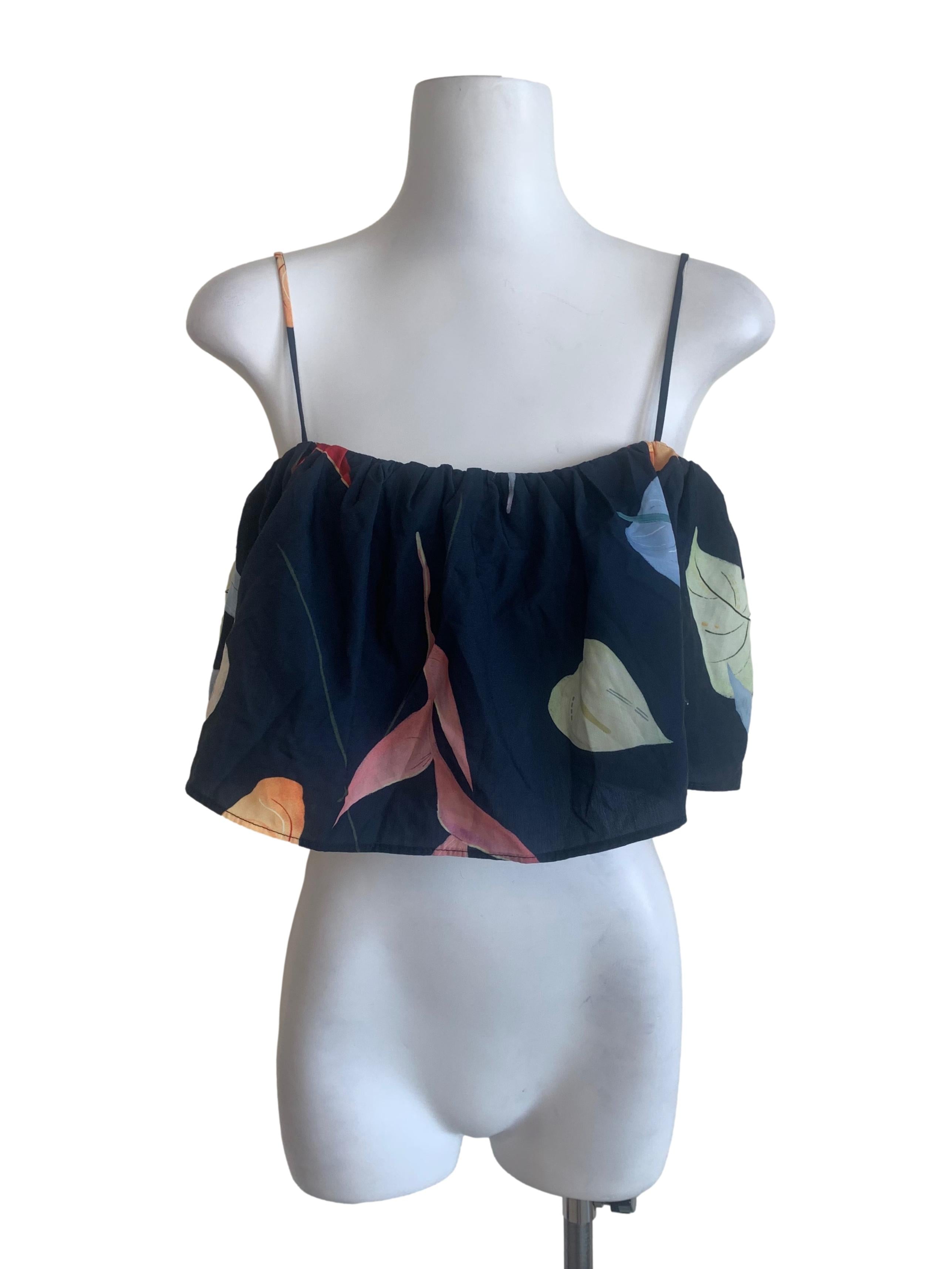 Aegean Blue Floral Pattern Top